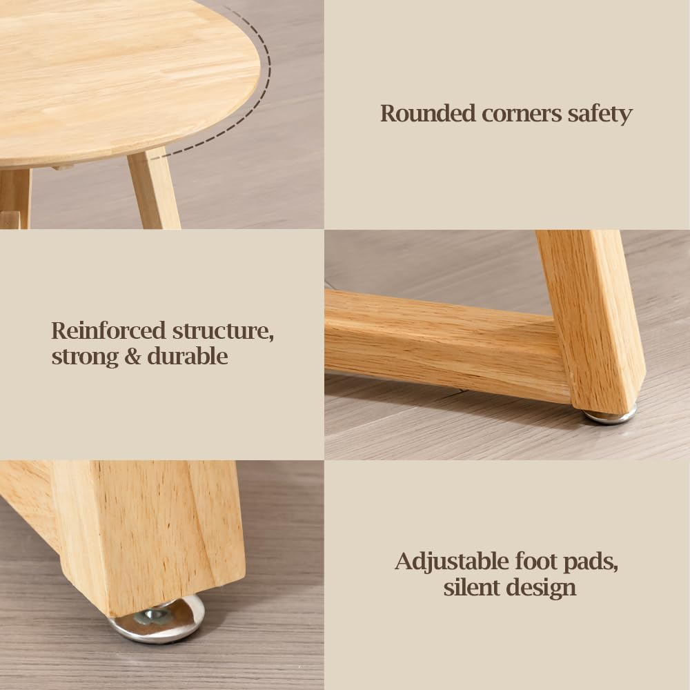 Furb round Coffee Table, Modern Accent Side Table with Adjustable Foot Pads & Sturdy Soild Wood Frame, Sofa Cocktail Table for Home, Living Room, Office, Balcony(60Cm, Oak) image number 3