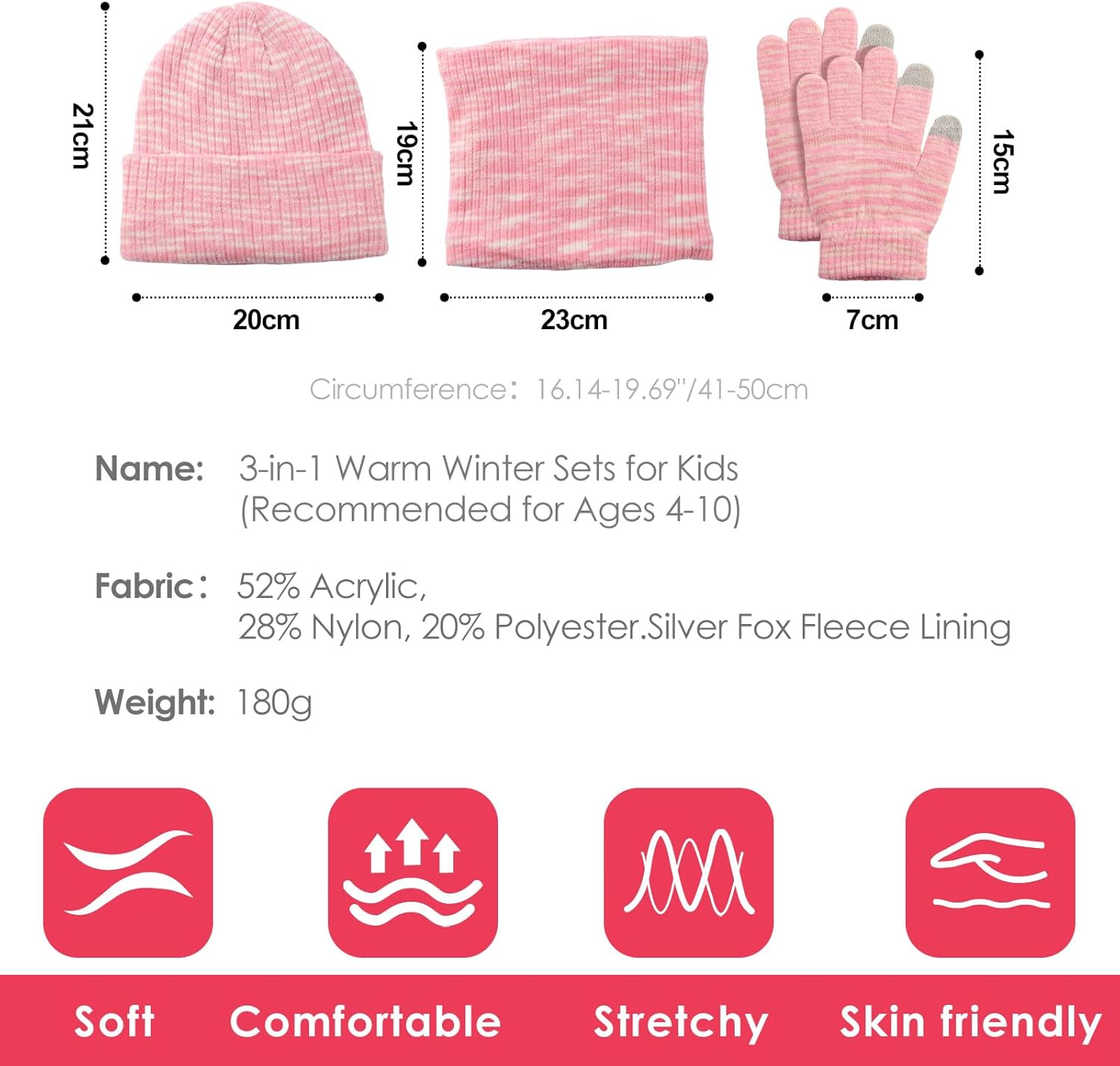 LOKZEER Kids Winter Hat Gloves Scarf Set: Warm Fleece Lined Beanie Hat Knit Gloves & Neck Warmer for Boys and Girls Ages 5-10 Children image number 2