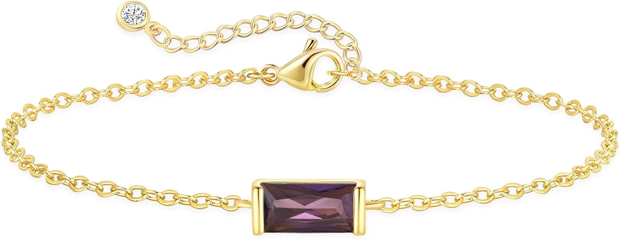 FUNEIA Birthstone Gold Bracelets for Women Teen Girls Non Tarnish Trendy Dainty 14K Gold Plated Bracelet Stack Stackable Blue Green May Emerald Friendship Bracelets Jewelry Gifts for Mom Best Friend