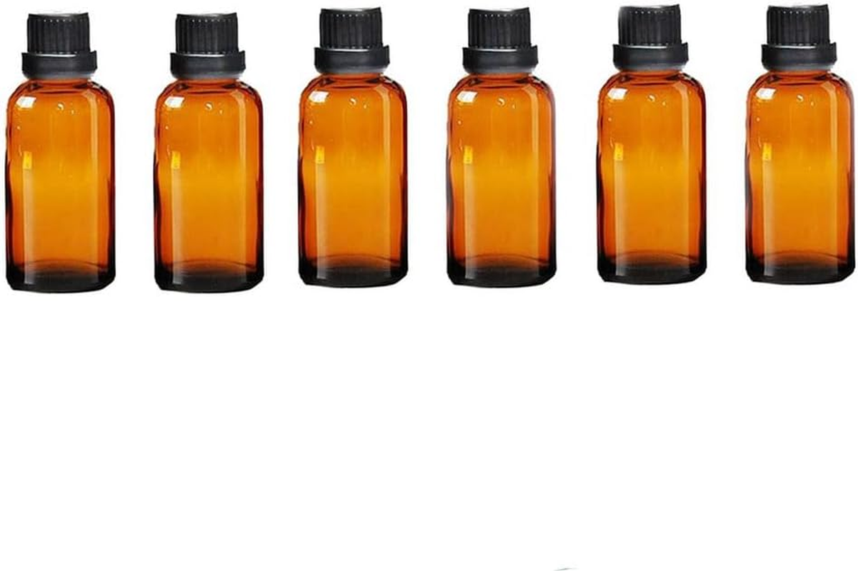 6Pcs 20Ml/0.68Oz Amber Glass Empty Refillable Dropping Bottles with Screw Cap and Leakproof Plug Essential Oil Containers Cosmetic Sample Vials Dispensers for Aromatherapy Massage Oil Storage image number 6