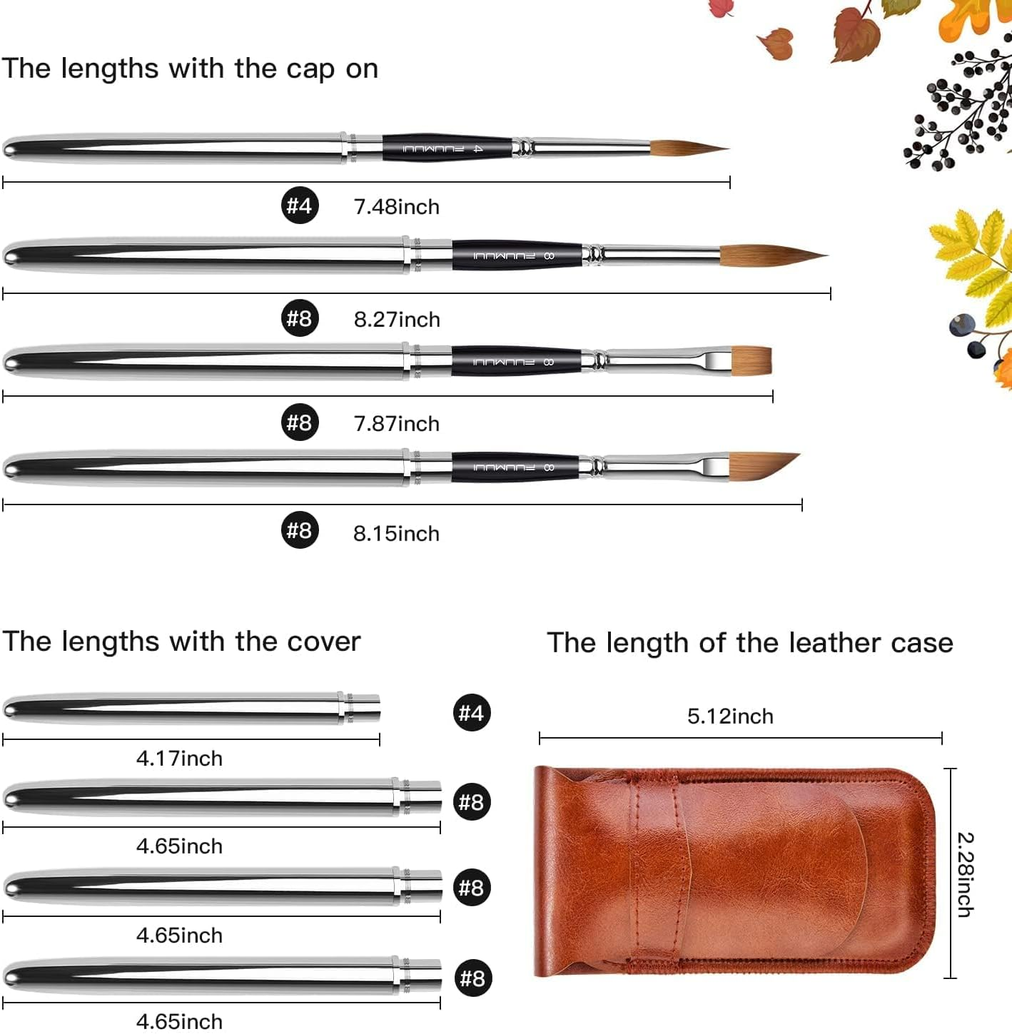 Kolinsky Sable Travel Watercolour Brushes - 4 Pcs Artist Professional Premium Kolinsky Sable Watercolour Paint Brushes - Pointed Rounds Dagger Flat for Watercolour, Acrylics, Inks, Gouache Painting image number 2