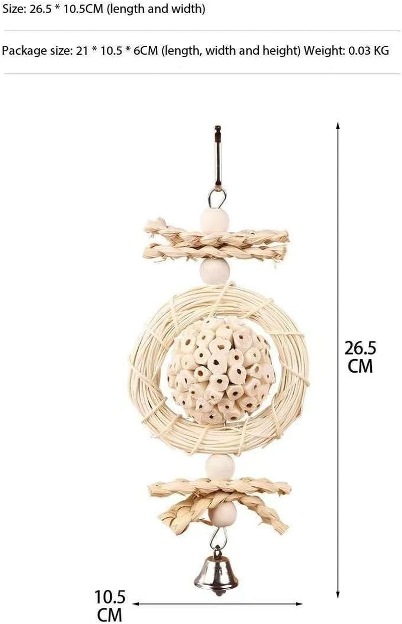 Hanging Chewing and Foraging Cage Foraging with Bell, 1Pc Bird Chewing and Foraging Toy, Parrot Cage Foraging Hanging Toy, Bird Shredding Foraging Chew Hanging Toy image number 1