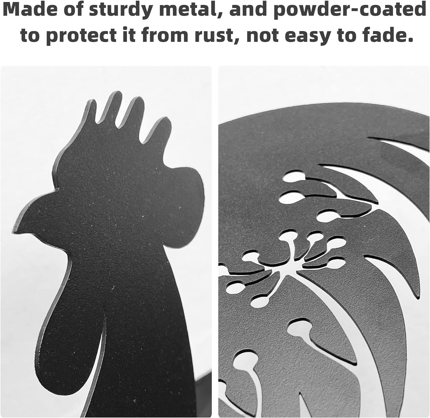 KOLYMAX 3 PCS Metal Chicken Yard Art Garden Decorative Stake Hollow Out Animals Silhouette Statue Decor, Chickens Family Silhouette Sets for Pathway, Floor, Garden, Lawn, Outdoor Decoration image number 5