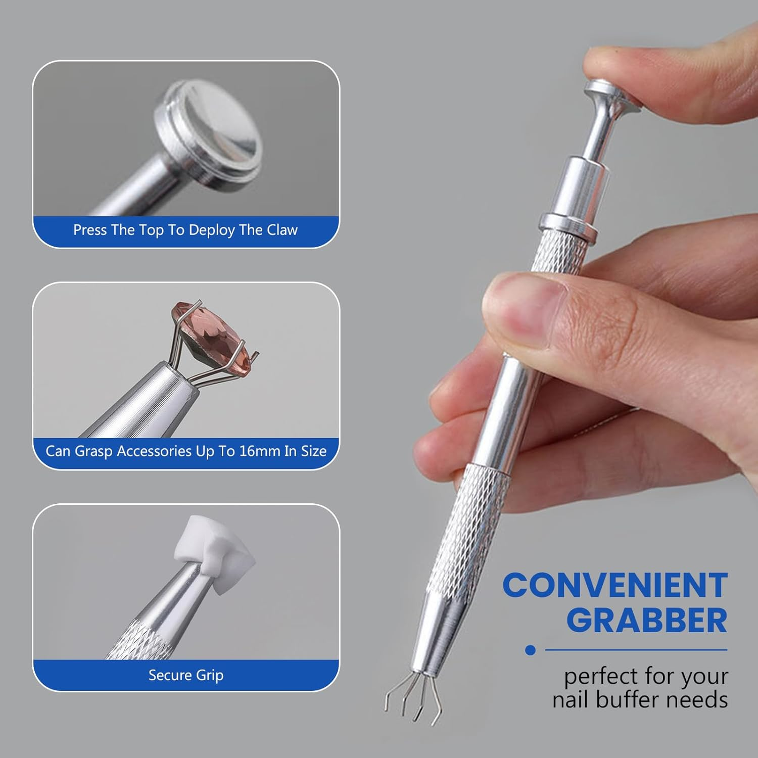 Agwenkui 100 Pcs Nail Sponges with Metal Grabber, Nail Buffer Block, Nail Art Tools Sponge Brush - Essential Nail Art Tools and Nail Tools for Creating Gradient and Ombre Nail Designs (Gold) image number 5