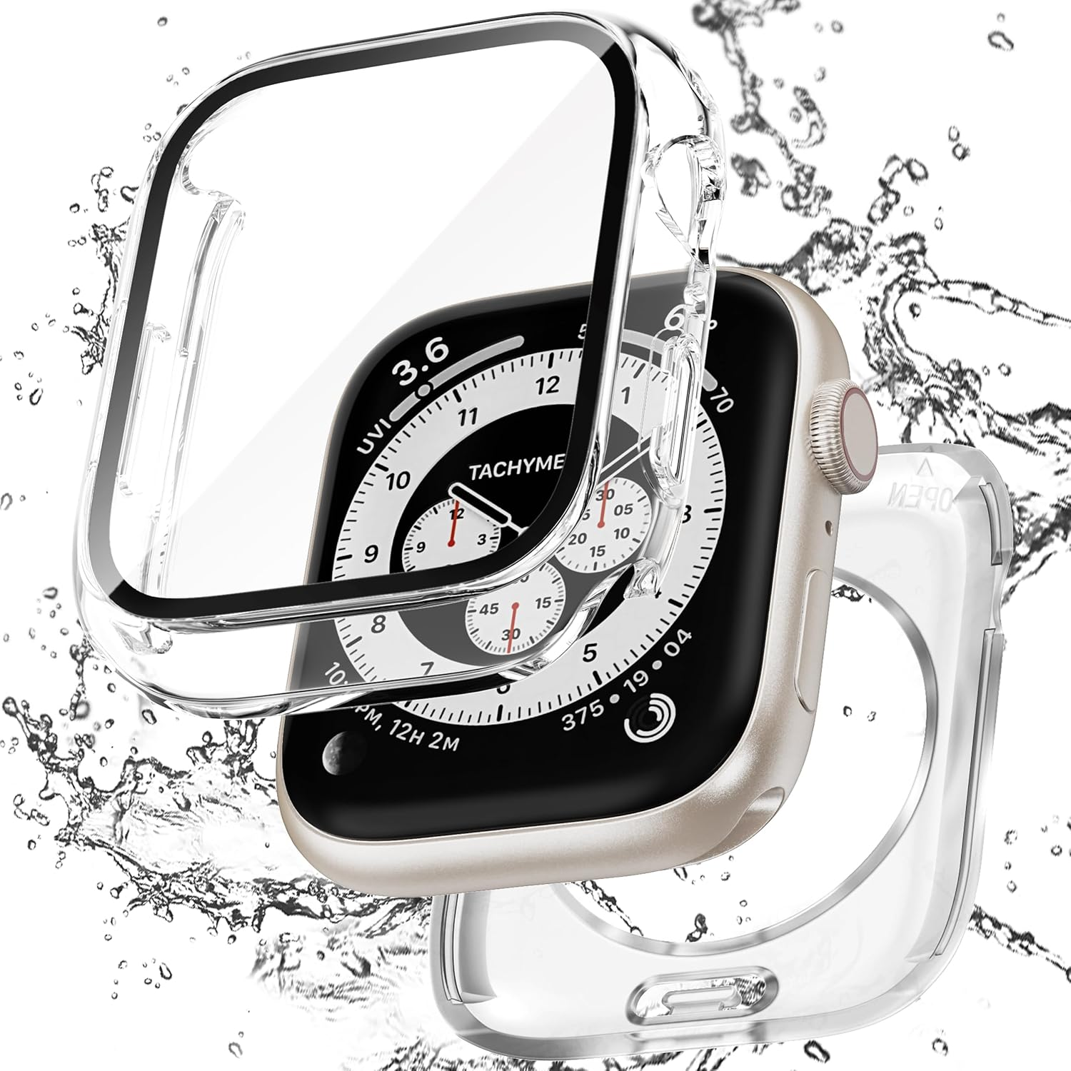 Zumyzu 2 in 1 Waterproof Case Compatible with Apple Watch 40Mm Series 6/5/4/SE with Tempered Glass Screen Protector, Full Coverage Bumper Cover for Iwatch Case 40Mm Starlight