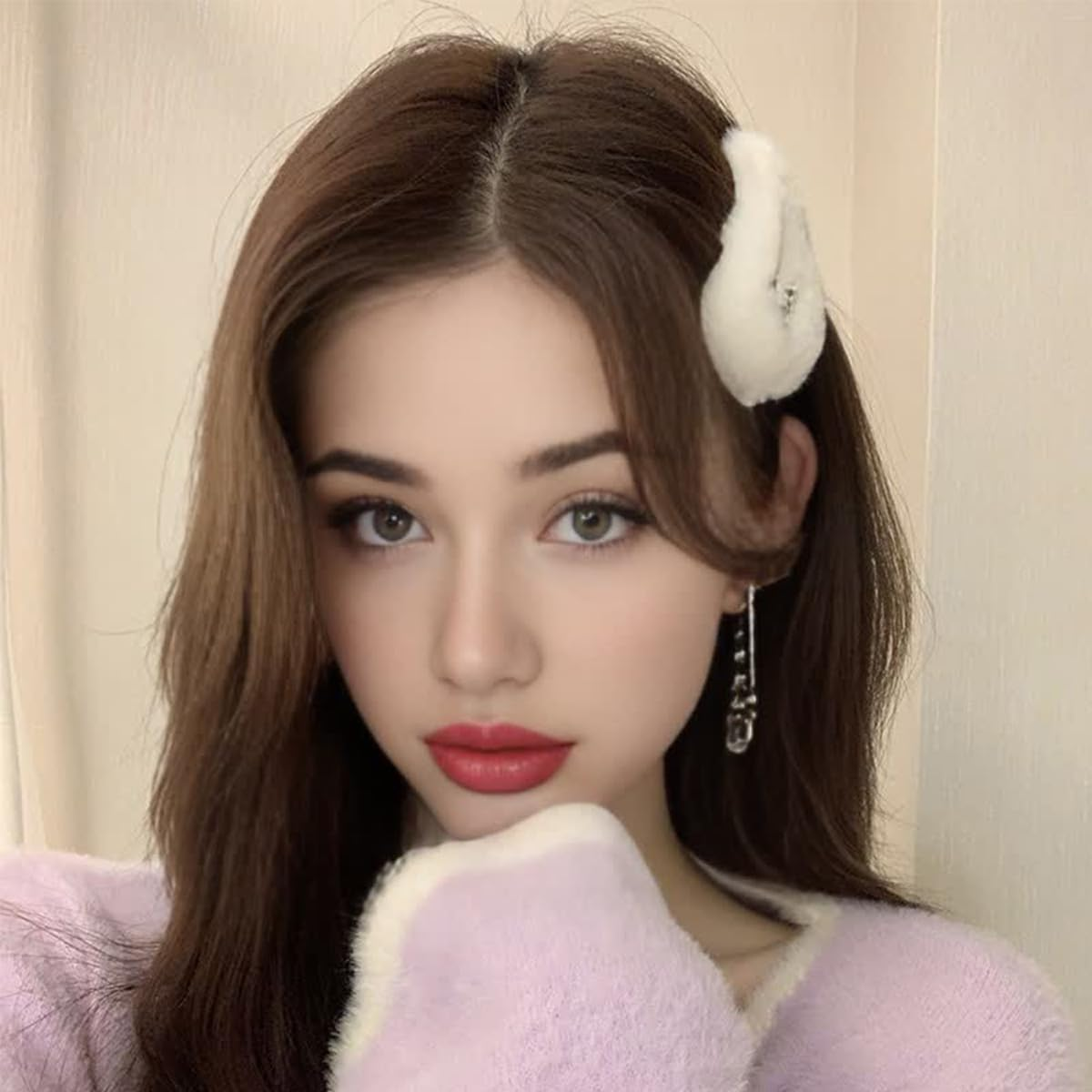 3Ps Women'S Small Hair Clips Plush for Styling Large Letters Duckbill Hair Clips Thick & Thin Hair Accessory image number 1