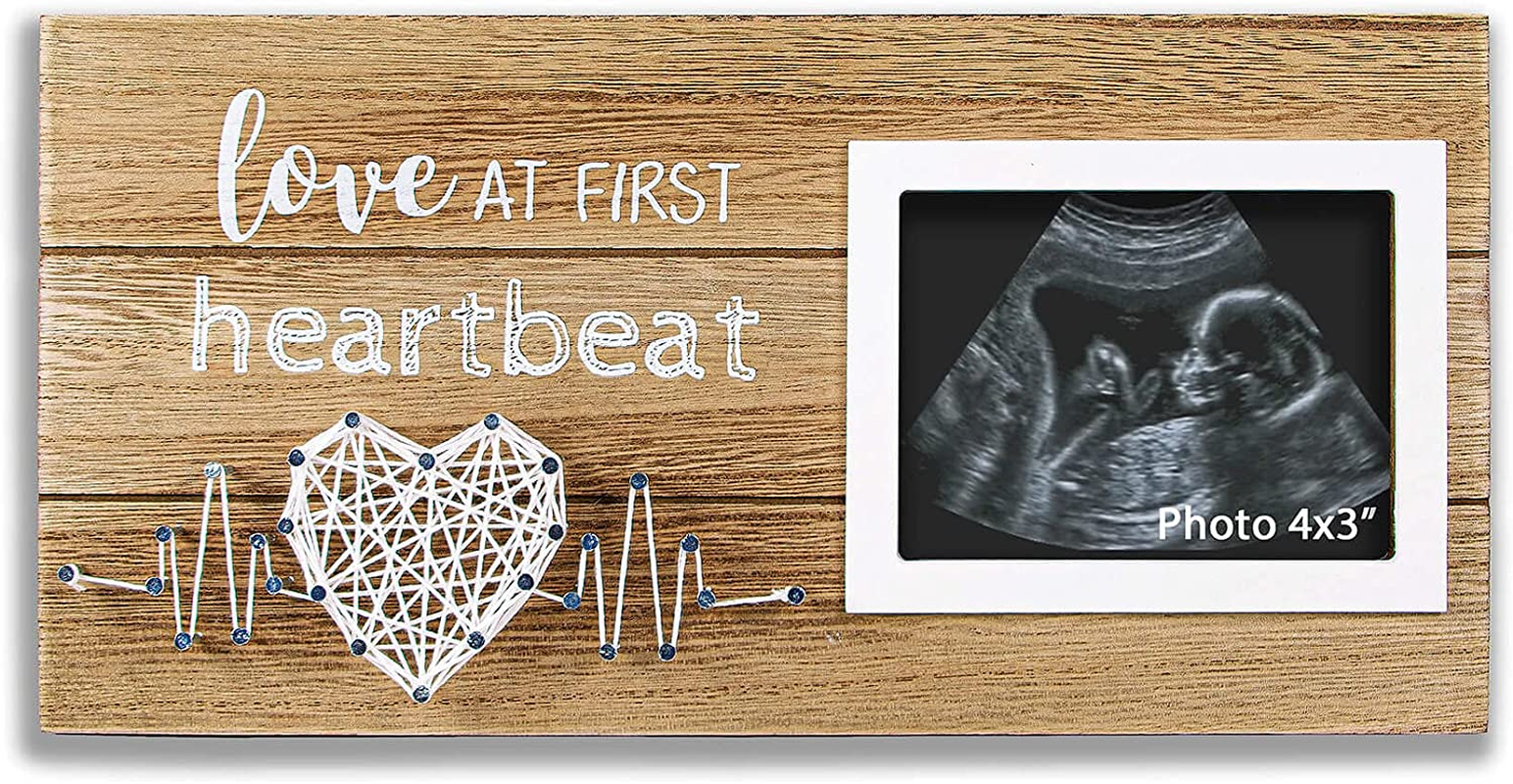 VILIGHT New Mom Gifts - Pregnancy Announcements Ideas Baby Gender Reveal Gifts - Love at First Heartbeat Sonogram Picture Frame for Standard 4" X 3" Ultrasound Photo image number 2