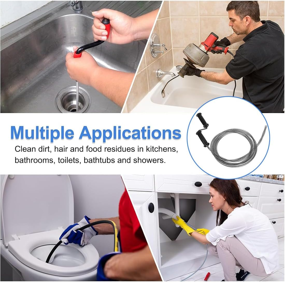 Pipe Cleaning Spiral, Spiral Drain Cleaning 3 M X 12 Mm Pipe Cleaner Spiral Universal Drain Spiral Drain Cleaner Spiral for Stubborn Blockages