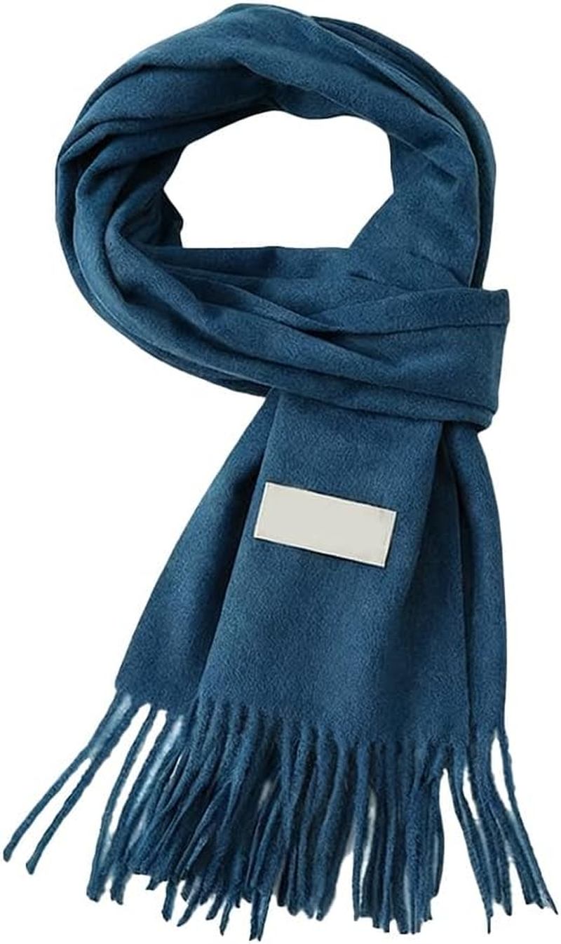 Winter Men Wool Scarf, Men'S Fall Mufflers Warm Pashmina Blue Shawls, Thick Warm, Soft Windproof Long Large Wraps 79" X 13" Suitable for Autumn Cold Weather
