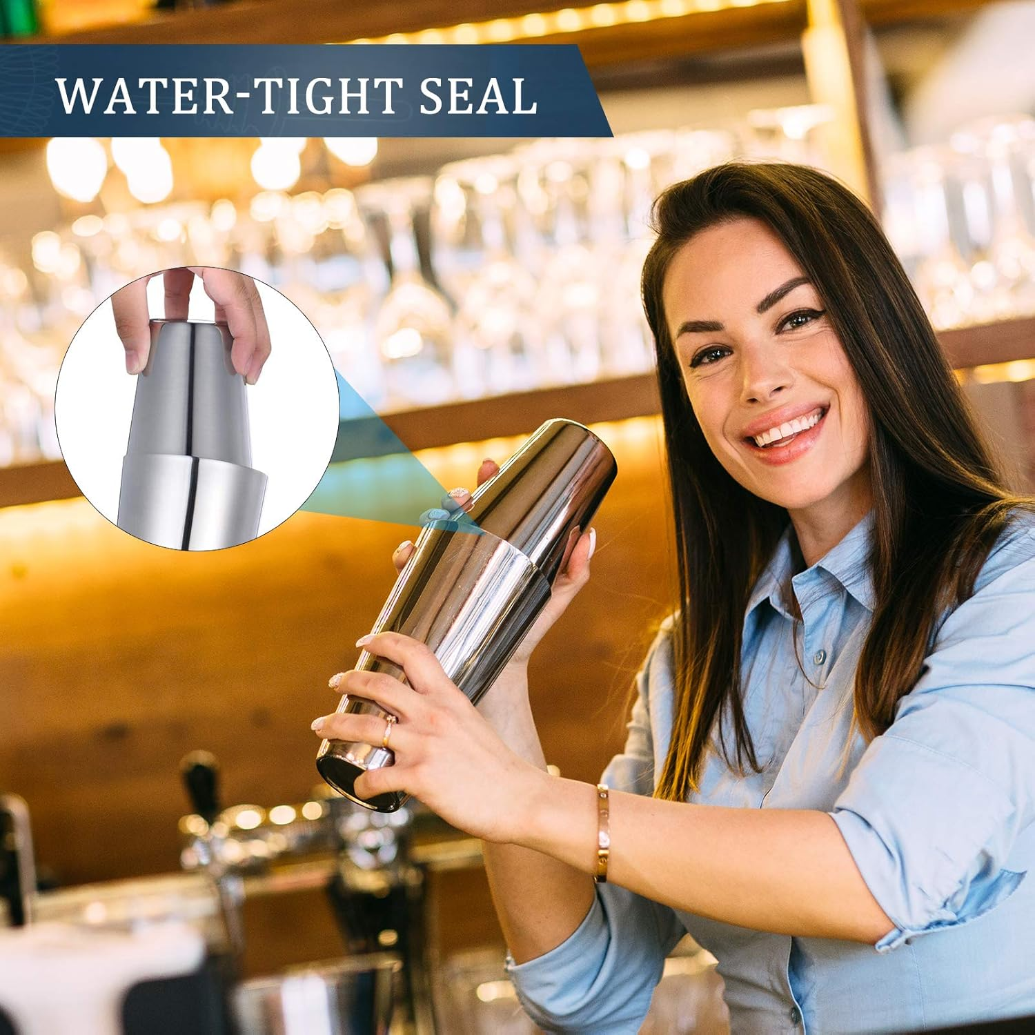 9-Piece Cocktail Shaker Set &ndash; 800Ml Boston Shaker Dual Jiggers Muddler Bar Spoon Strainer Tongs & Pourers &ndash; Gift Box for Home Entertaining image number 1