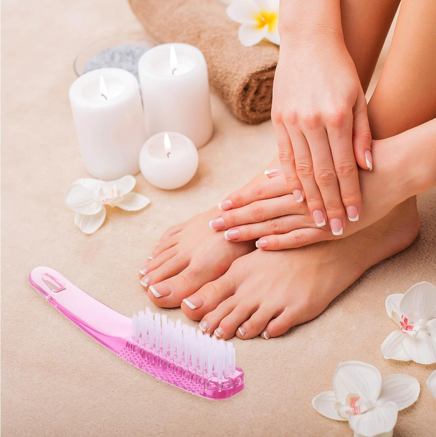 2Pcs Nail Scrub Brush Nail Brush Cleaner Fingernail Brush Duster Cleaning Brush Dust Brush Grip Plastic Curved Handle Manicure Brush for Nails Clean up Nail Nail Dust Brush image number 5