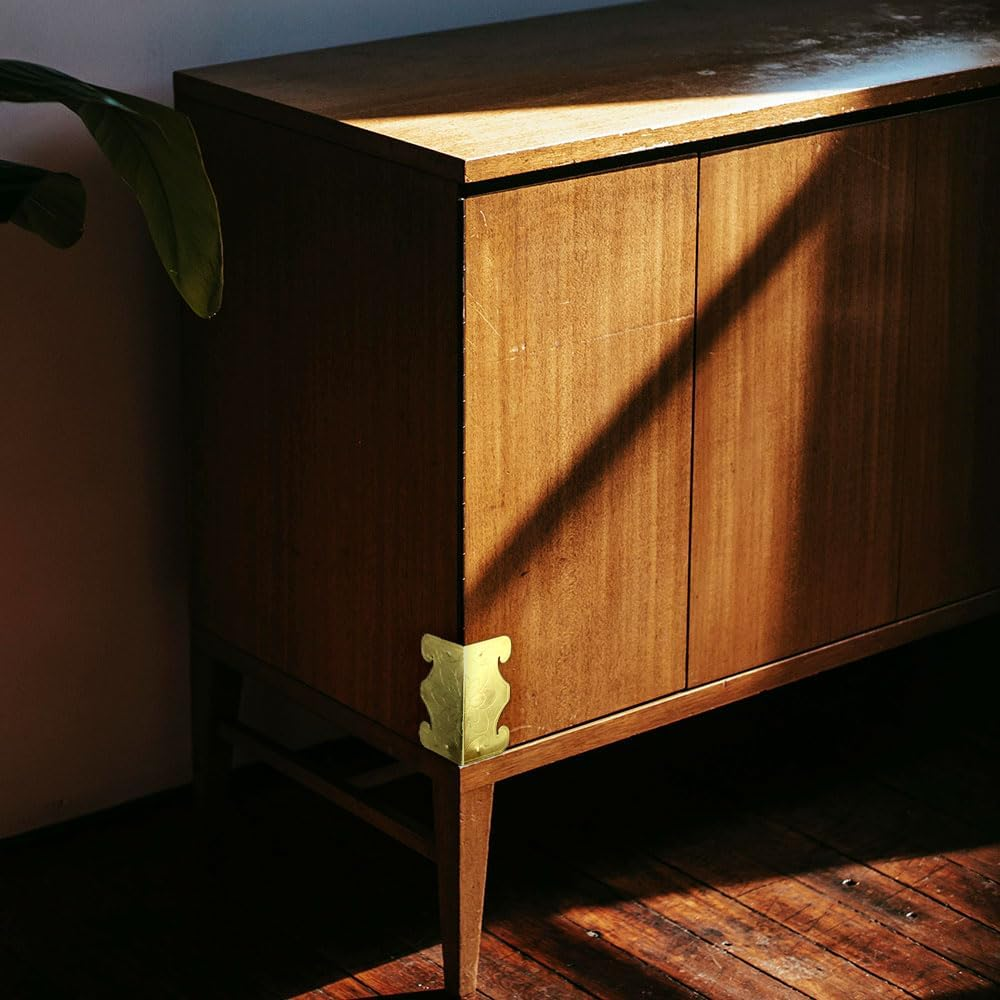 Skiffers Baseboard Corner Protectors, Skiffer Skirting Board Corner Protector, Solid Brass Skirting Board Corner Protectors, Vintage Metal Corner Protector Decorative Protector Cover (Bronze, 12PCS) image number 2