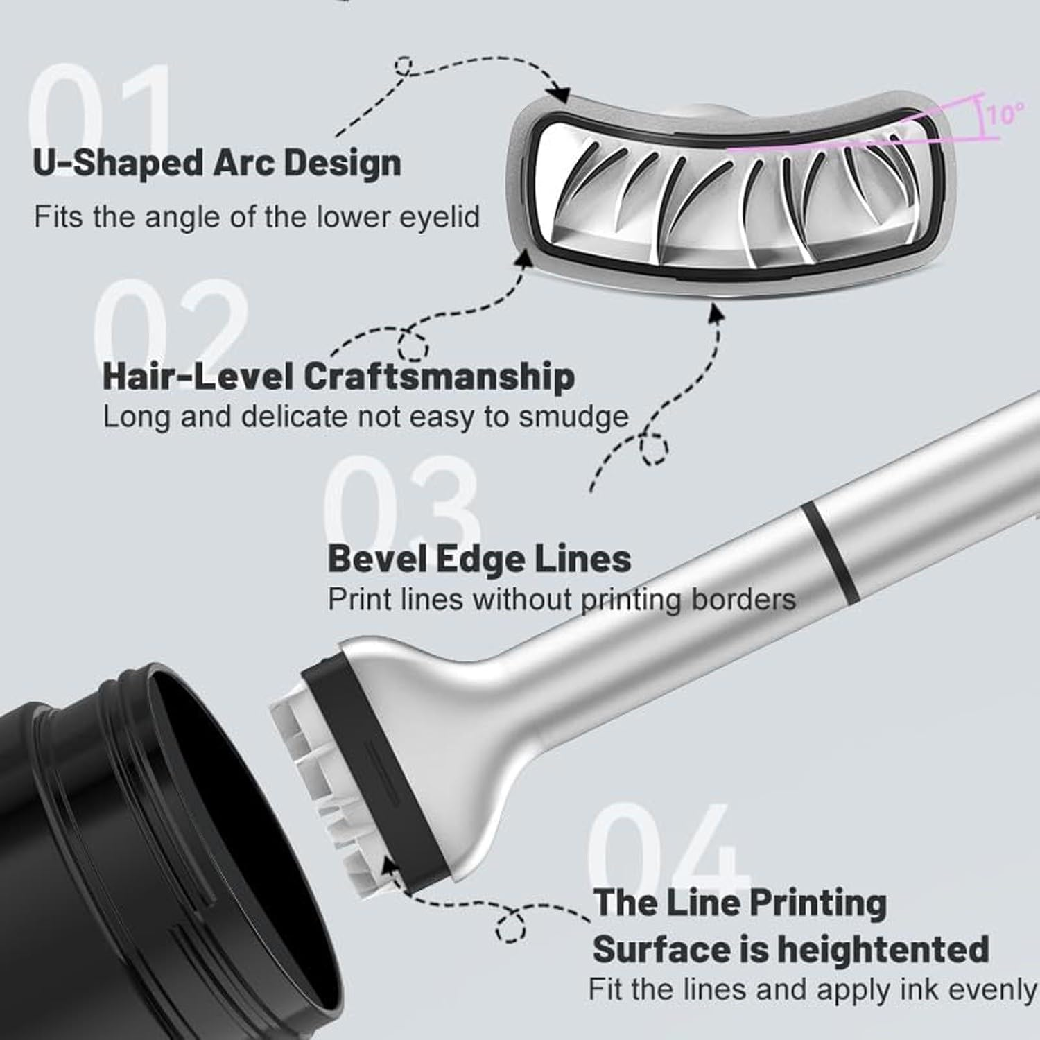 Bottom Eyelash Stamp, Bottom Eyelash Stamp Kit, Eyelash Stamper for Bottom Lashes, Lower Eyelash Waterproof Stamps, Lower Lash Stamp Kit, Lower Eyelash Stamp Waterproof (Black) image number 1