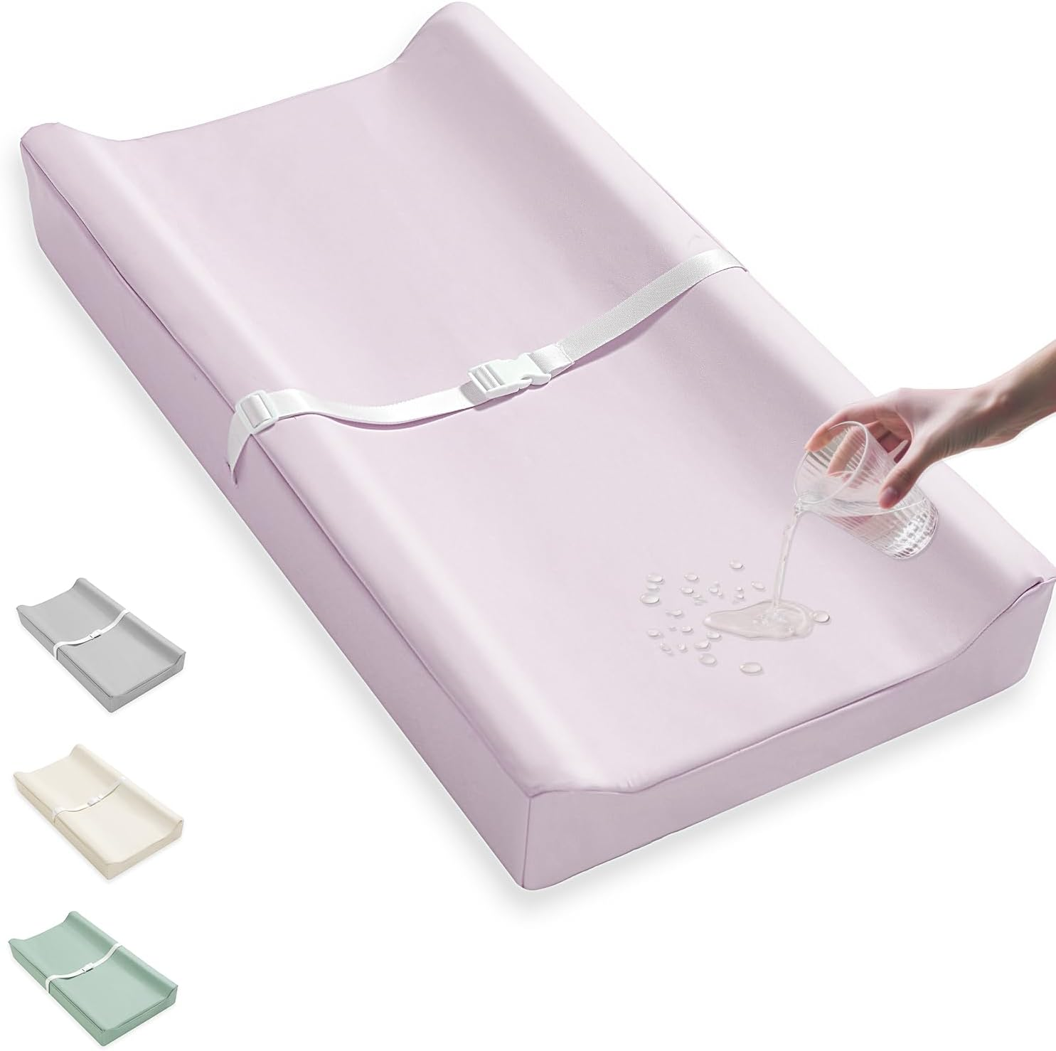 Vegan Leather Baby Changing Pad Covers for Girl, Boy, Waterproof & Wipeable Soft Diaper Changing Mat Cover.Fits Standard Changing Pads with Dimensions of 32" X 16". (Green) - Green image number 4