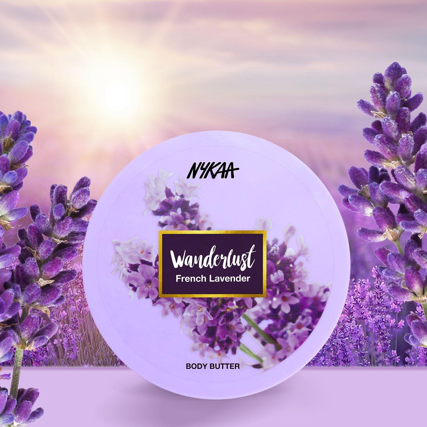 Nykaa Wanderlust French Lavender Body Butter with Shea & Cocoa Butter - Vitamin E & Jojoba Extract, Deeply Moisturize & Hydrate Skin, Sodium & Sulphate Free, Paraben Free - 200Ml