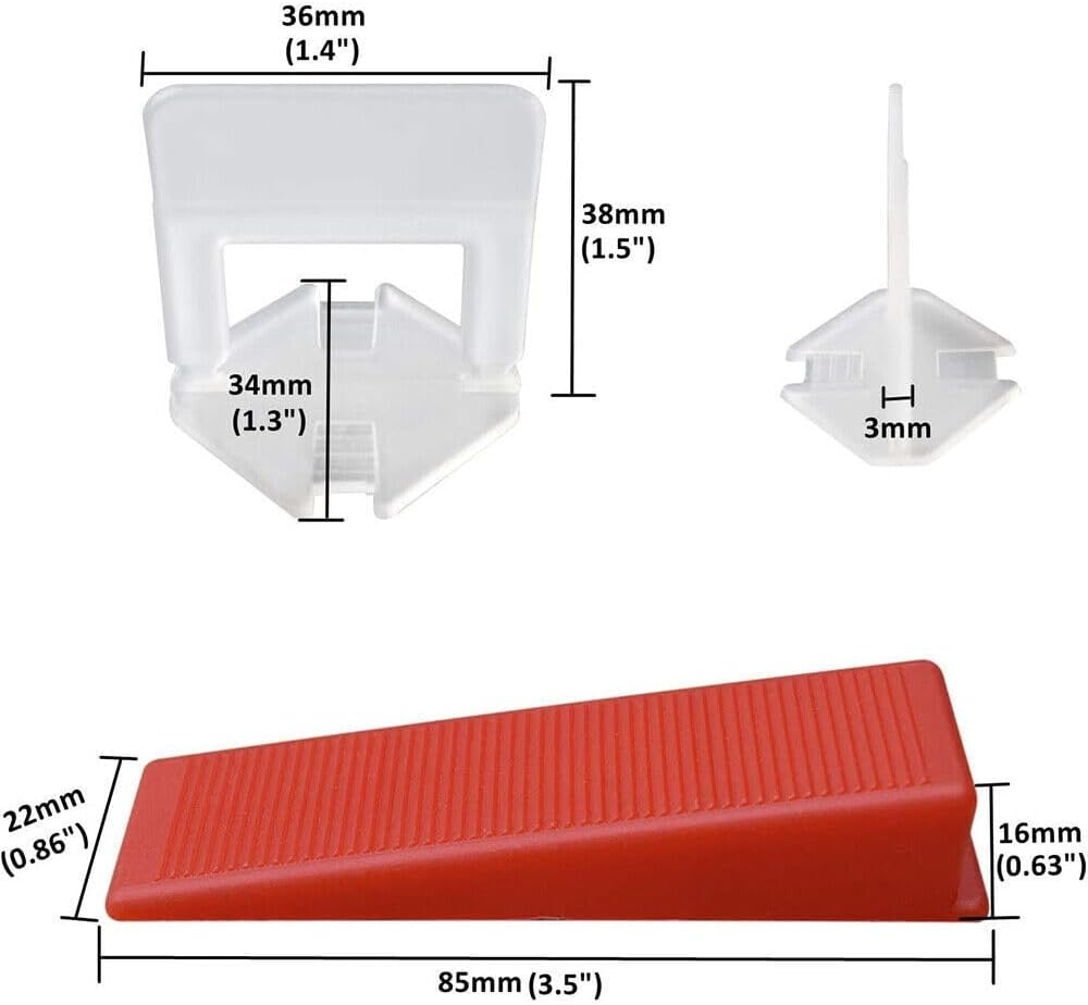 Leona Co Tile Leveling System Tile Leveling Spacer Clips/Reusable Wedges Tile Leveler Tool for Ceramic Tile and Stone Installation (500 X Clips (2Mm)) image number 4