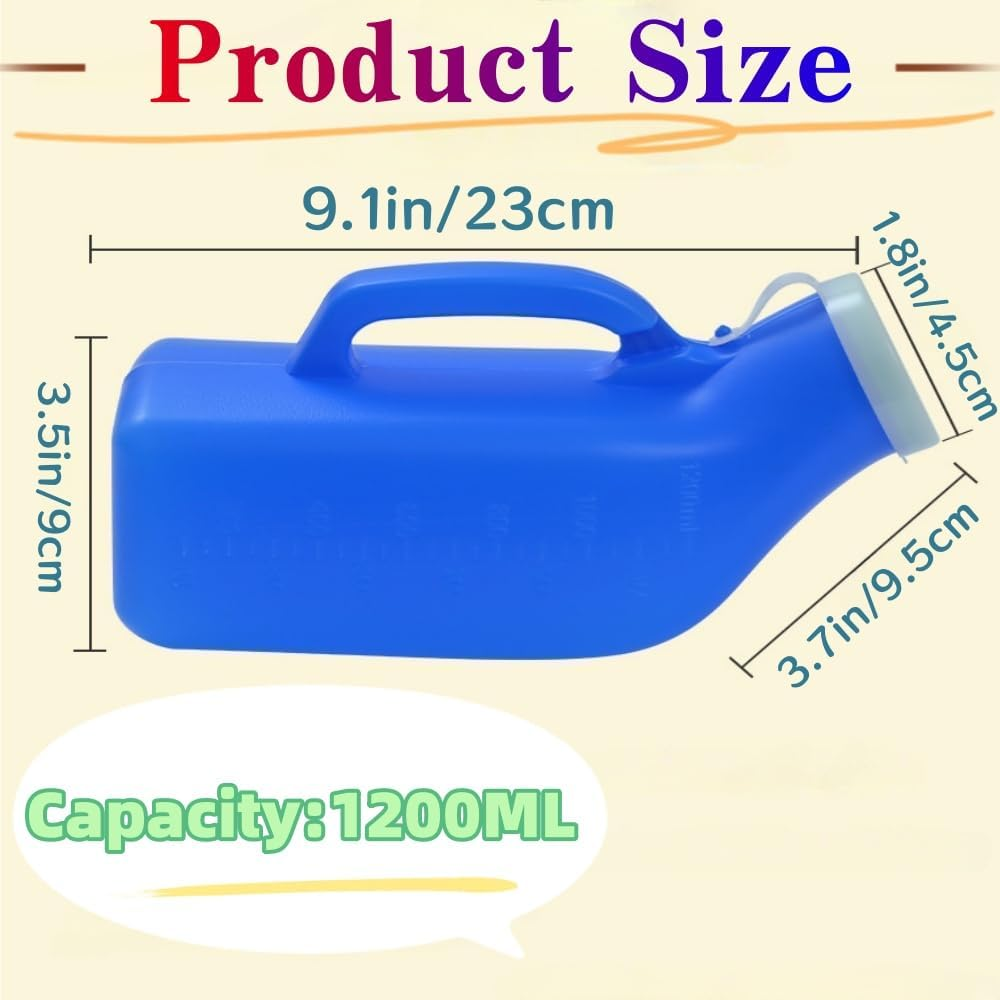 Men'S Portable Urinal with Lid, Spill Proof Urine Bottles for Men for Travel, Hospital and Home Care(Blue) image number 1