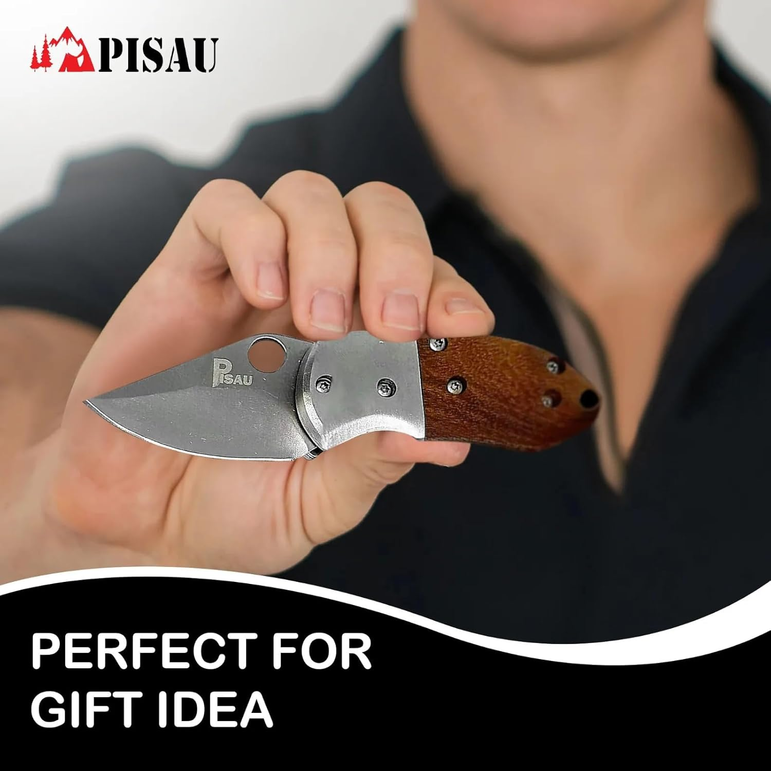 PISAU Stainless Steel Camping Folding Knife with Sheath image number 5