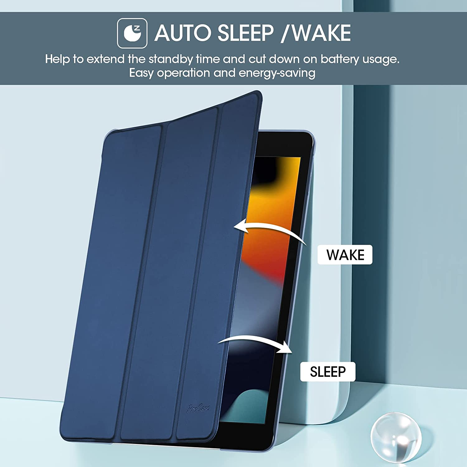 Procase Ipad 10.2 Case 9Th Gen 2021/ Ipad 8Th Gen 2020/ 7Th Gen 2019, Slim Stand Hard Back Shell Protective Smart Cover Case for 10.2 Inch Ipad 9/8/7 -Darkblue - Camopink image number 5