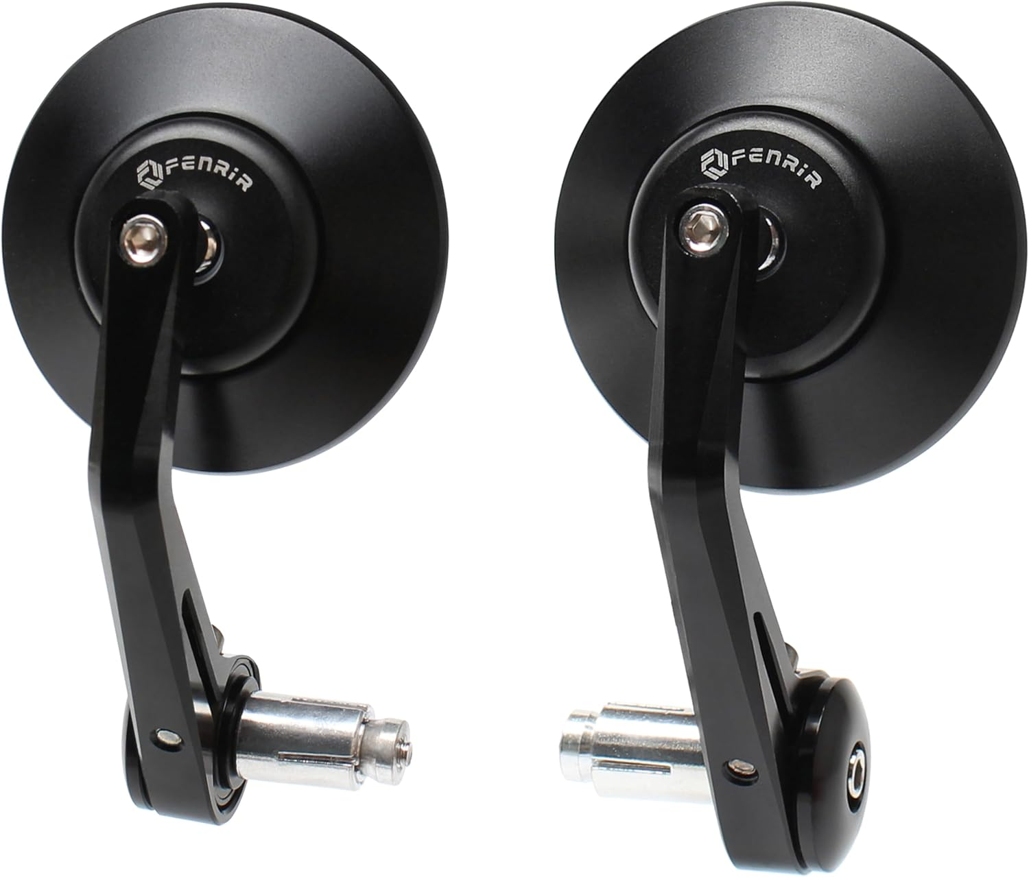 FENRIR CNC Aluminum Alloy round Cafe Racer Retro Black Motorcycle Bar End Mirrors Side 22MM 7/8" Inch Handlebar Mirror Universal Rear View for M8/M6 Sport Naked Street Bike Cruiser Minimoto Scooter image number 3