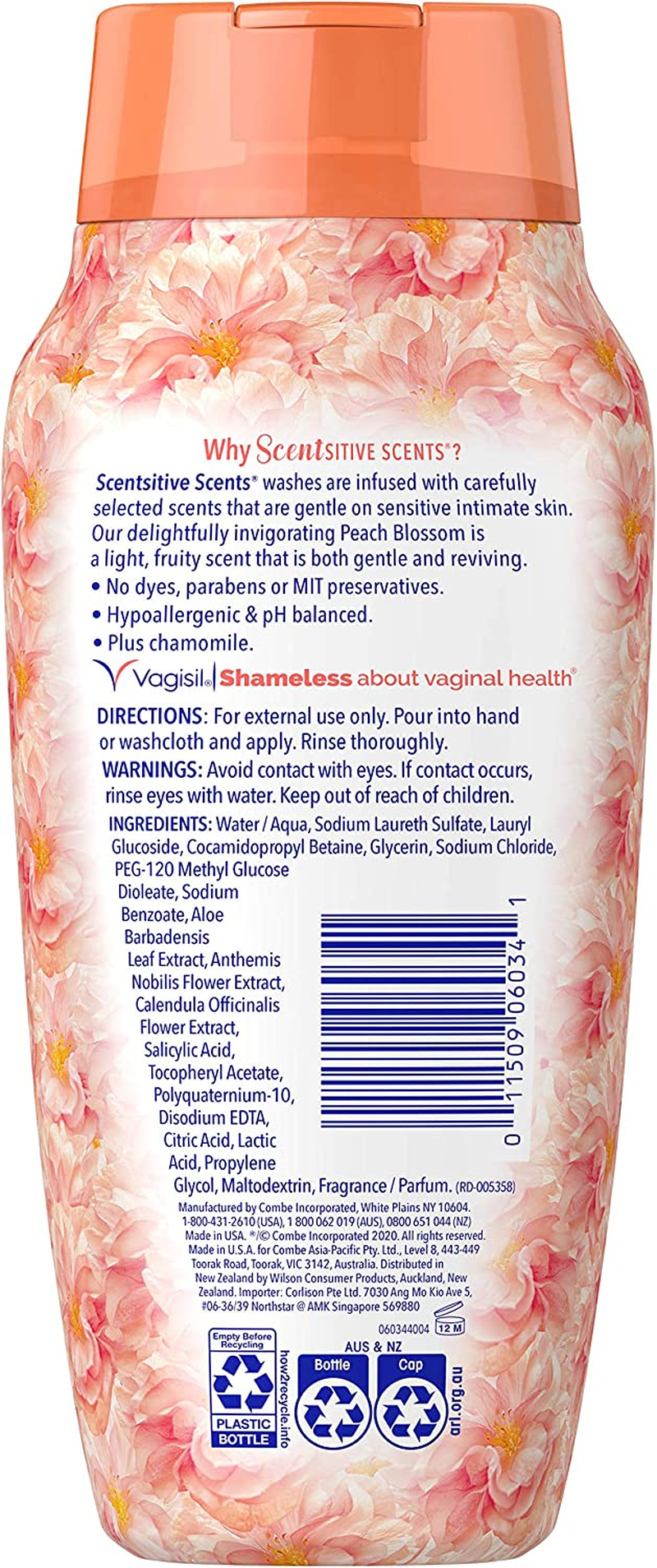 Vagisil Scentsitive Scents Daily Intimate Feminine Vaginal Wash, Peach Blossom, 12 Fluid Ounce image number 4