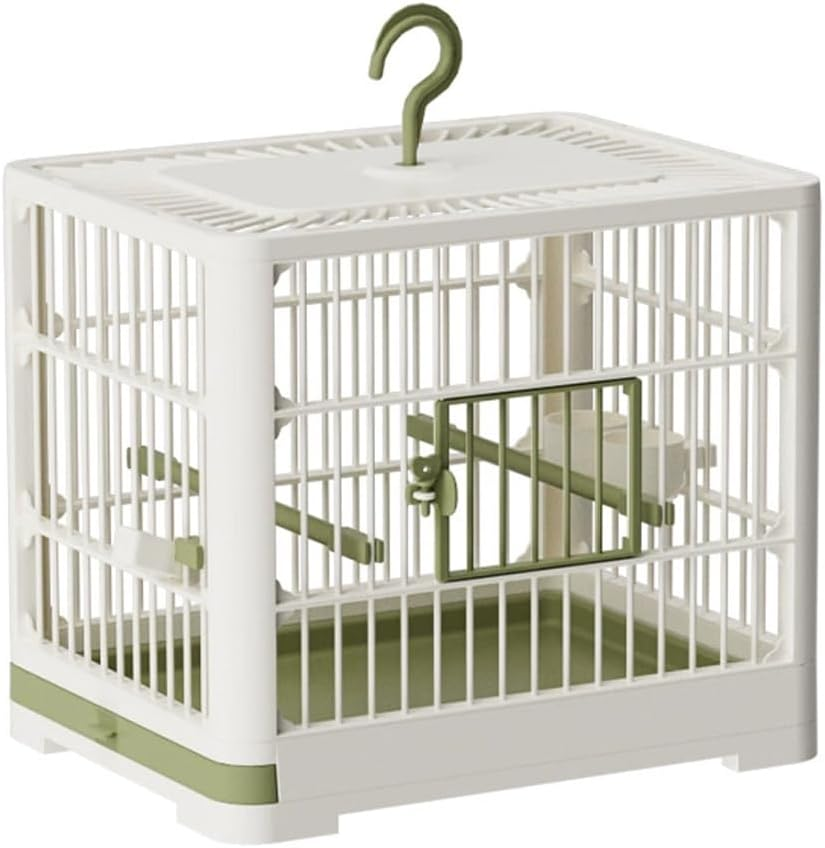 AIMALL Portable Bird Cage 11.81"X9.05"X10.23" ABS Parrot Carrier Cage with Feeder Perch Tray Lockable Door for Small Birds Parakeets Cockatiels Pigeons Travel Use