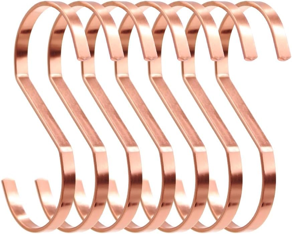 Sumdirect 10Pcs 3.9 Inches Flat S Shape Chrome Finish Heavy-Duty Stainless Steel Hanging Hooks for Scarf, Apparel, Kitchenware, Utensils, Plants, Towels, Gardening Tools, Clothes (Black) (Silver)