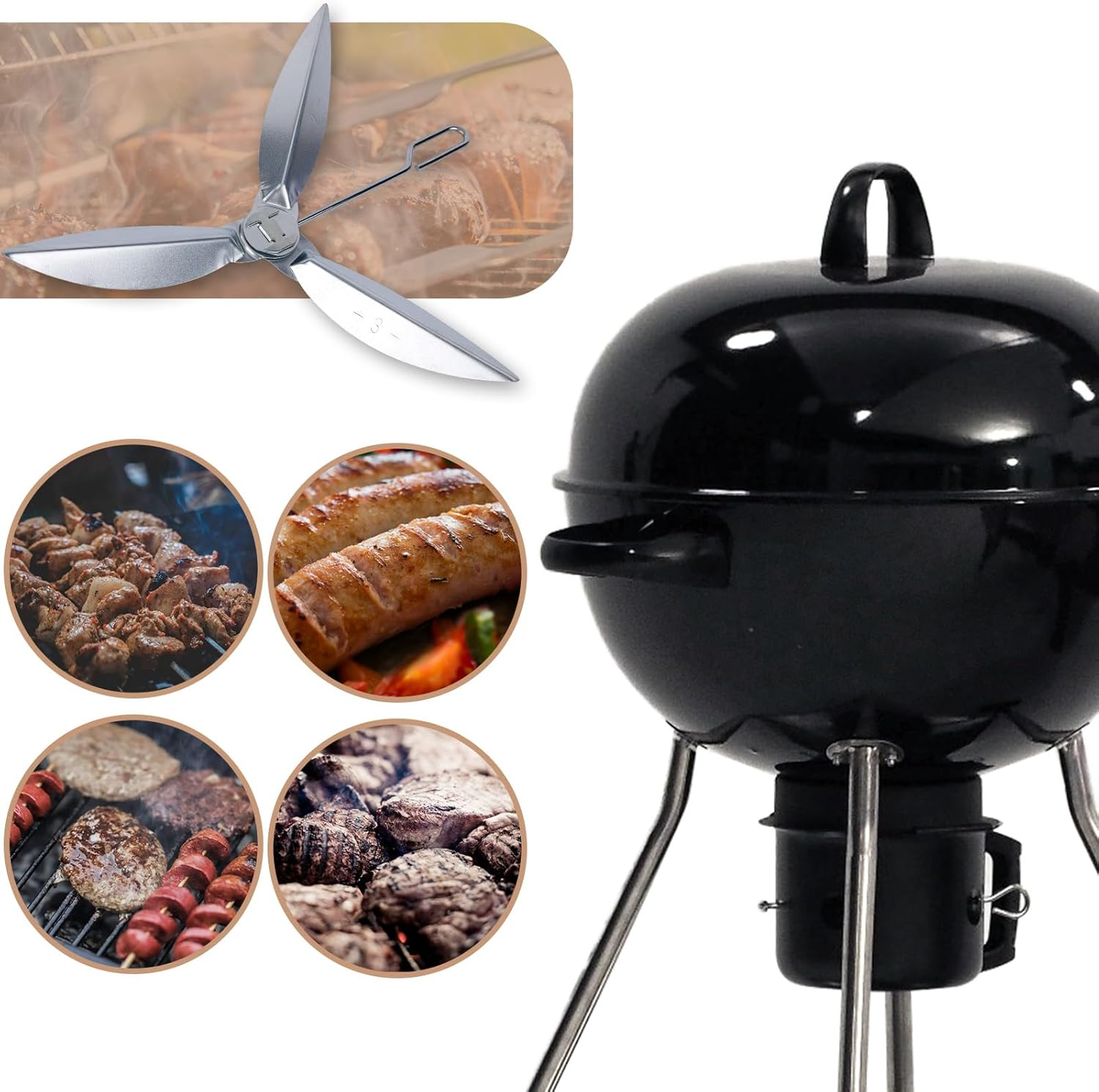 22-1/2 Inch One-Touch Cleaning System Kit for Weber Grill, 7444 Grill Replacement Parts for Weber Thickened Heat Resistant Kettle Grill Replacement Parts for Weber Charcoal Grill image number 6