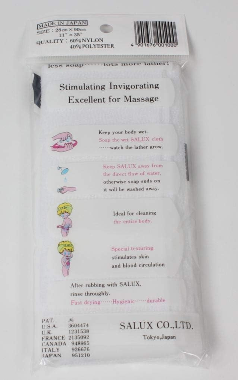 Salux Nylon Japanese Beauty Skin Bath Wash Cloth/Towel White1 Count image number 1