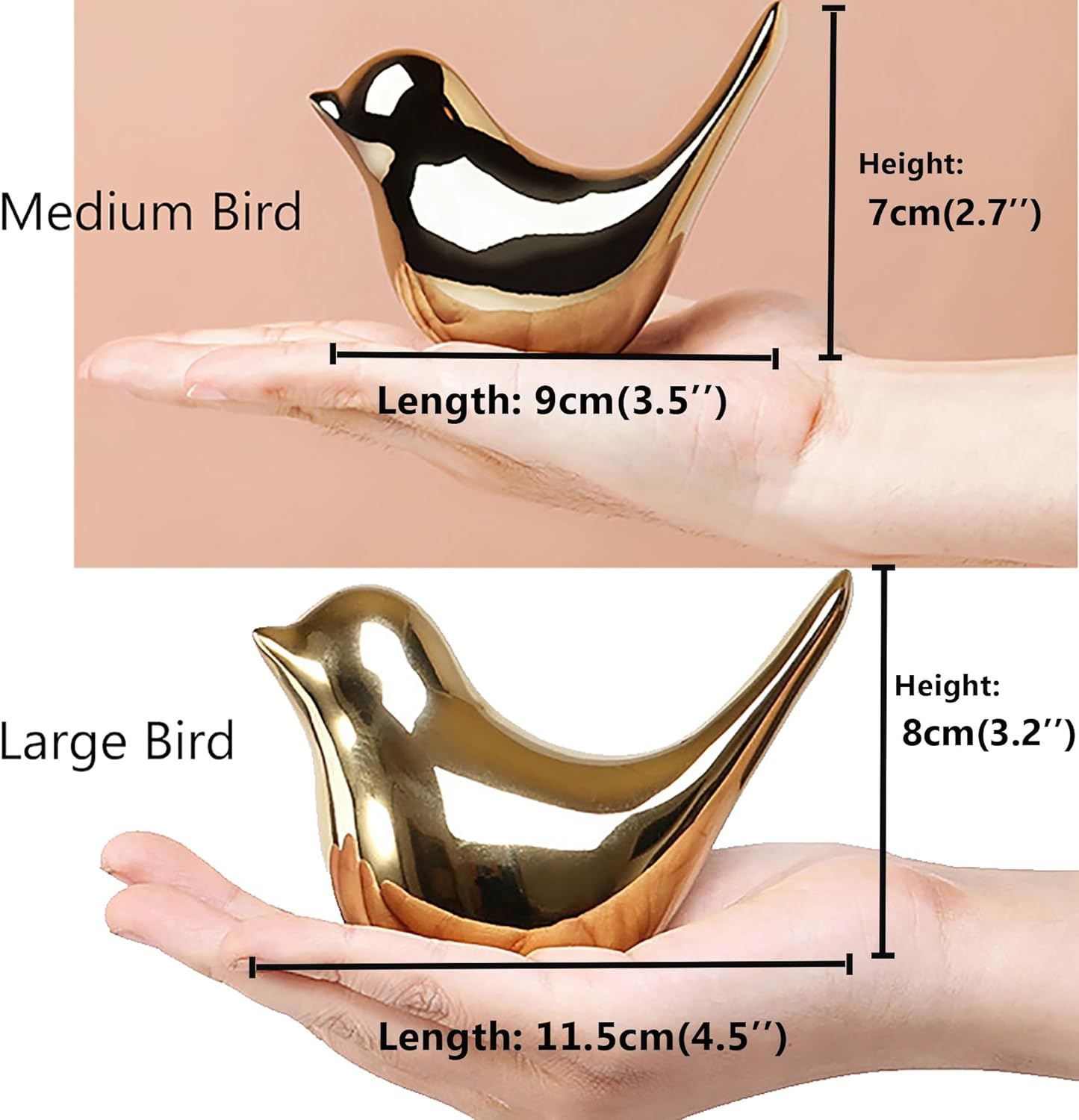 FANTESTICRYAN Small Birds Statues Gold Home Decor Modern Style Figurine Decorative Ornaments for Living Room, Bedroom, Office Desktop, Cabinets - Golden image number 3