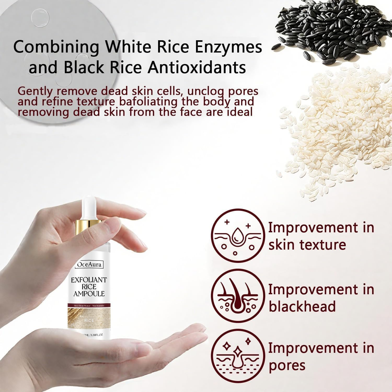 2PCS Exfoliating Ampoule, Black and White Rice Peeling Ampoule for Face & Body,Deeply Hydrates,Smooths & Refines Skin Texture (Black+White) image number 1