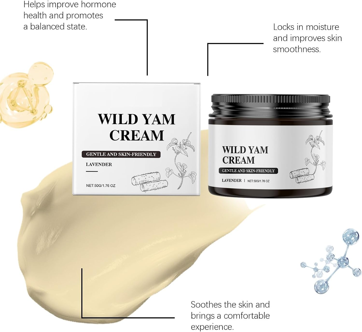 Wild Yam Cream for Hormonal Balance, Wild Yam Cream for Women for All Skin Types, Enriched Plant Extract Lotion, Face Nourishing Butter, Plant Extract Butter, Women Nourishing Emollient Balm (1PCS) - 2Pcs image number 6