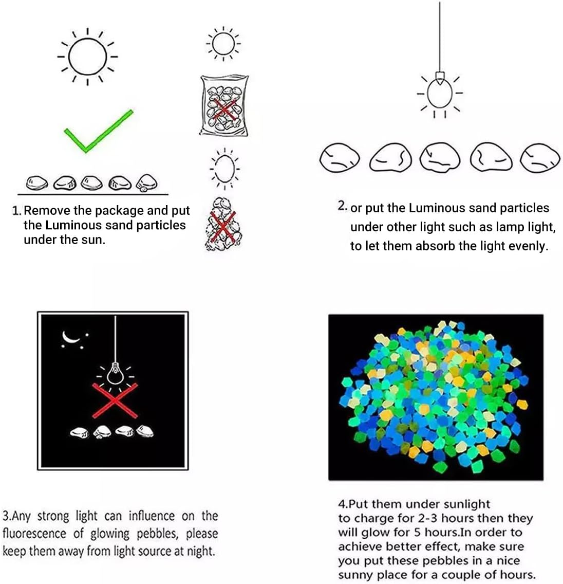 250G Pack Glow-In-The-Dark Luminous Sand Particles - Fluorescent Micro Landscape Gravel for Aquariums and Decorations, 3-5Mm, Natural Resin - Blue image number 5