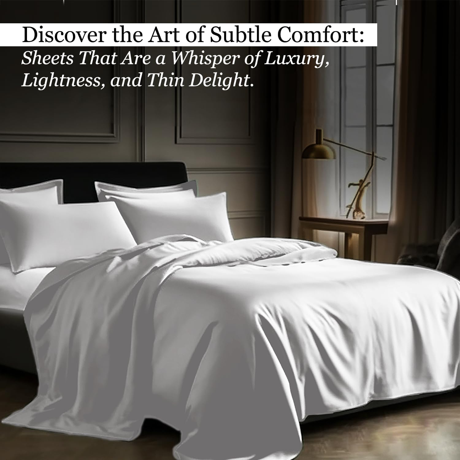 CHATEAU HOME COLLECTION Queen Sheet Set, Ultra Luxury Tencel, 4 Piece, White, Solid, Queen Size, Breathable, Cooling, Deep Pockets, Superior Softness image number 3