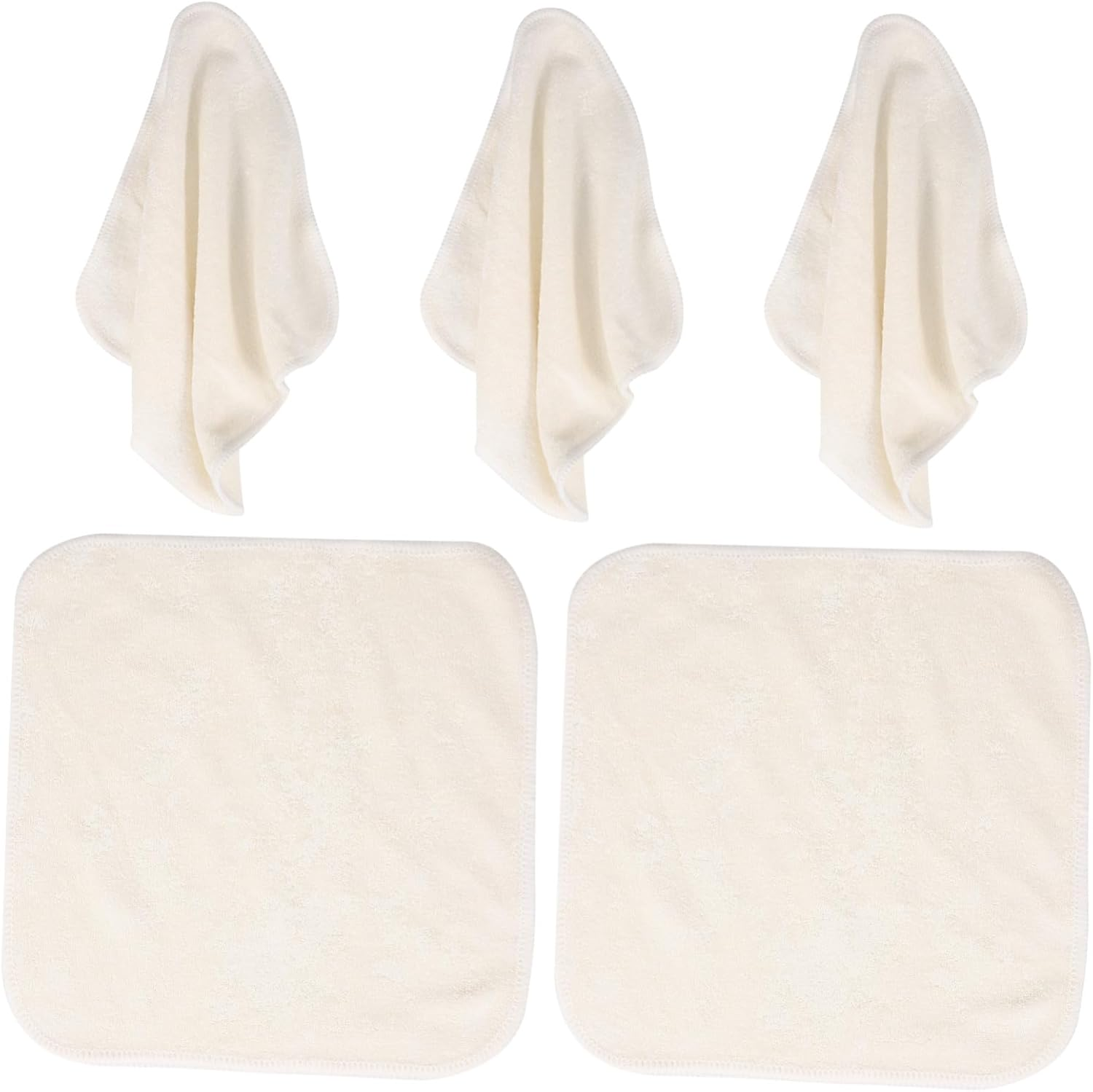 MOLUCKFU 5Pcs Reusable Bamboo Fiber Face Washcloths Soft Exfoliating Towels for Gentle Face Cleaning Care Washable Cloths for Men and Women image number 2