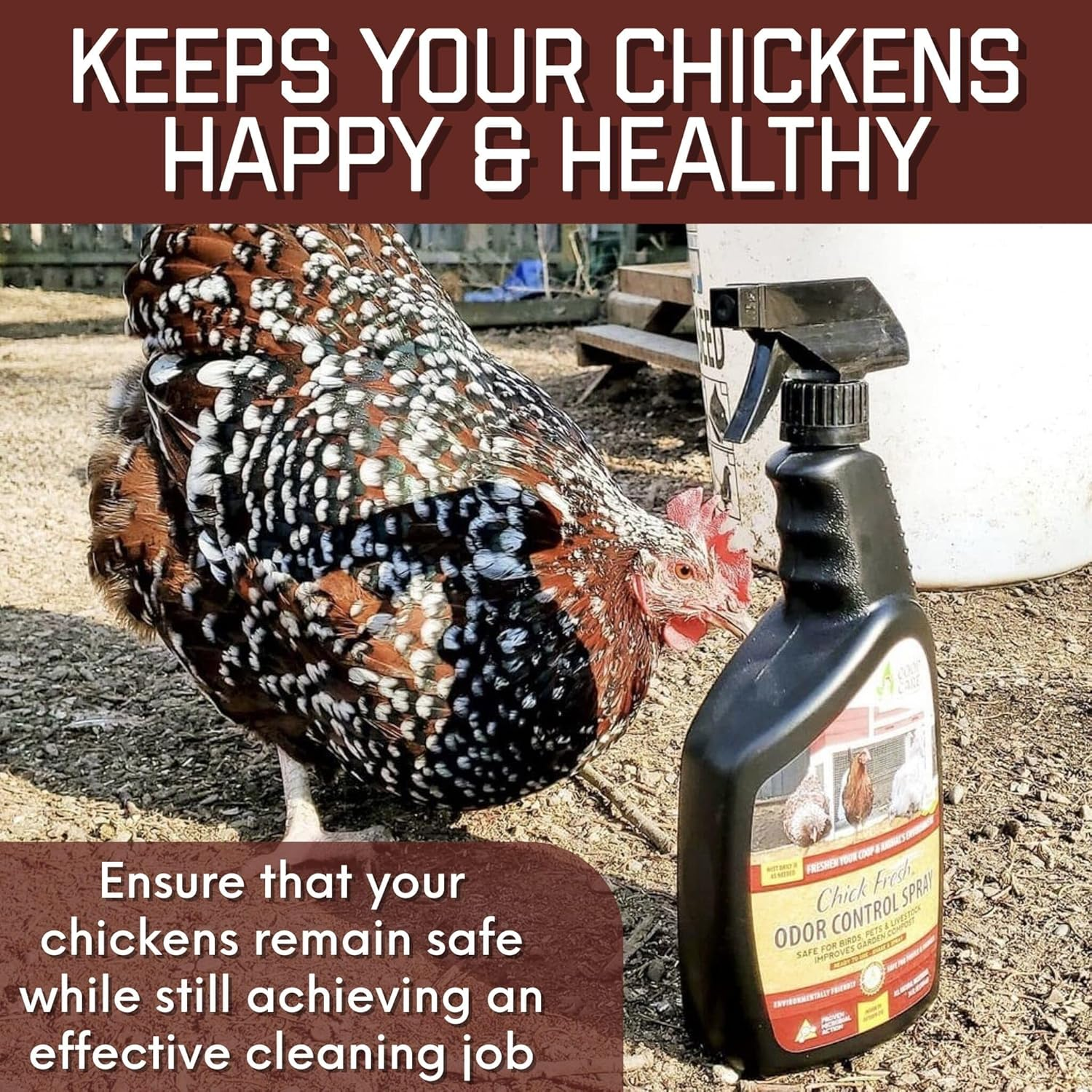 Chick Fresh - Odor Control Spray for Backyard Chickens. Eliminate Chicken Coop, Brooder, Nest Boxes, Hen Houses, Rabbit Hutches Odor & More! 24 Oz Spray Bottle (2 Pack) image number 3
