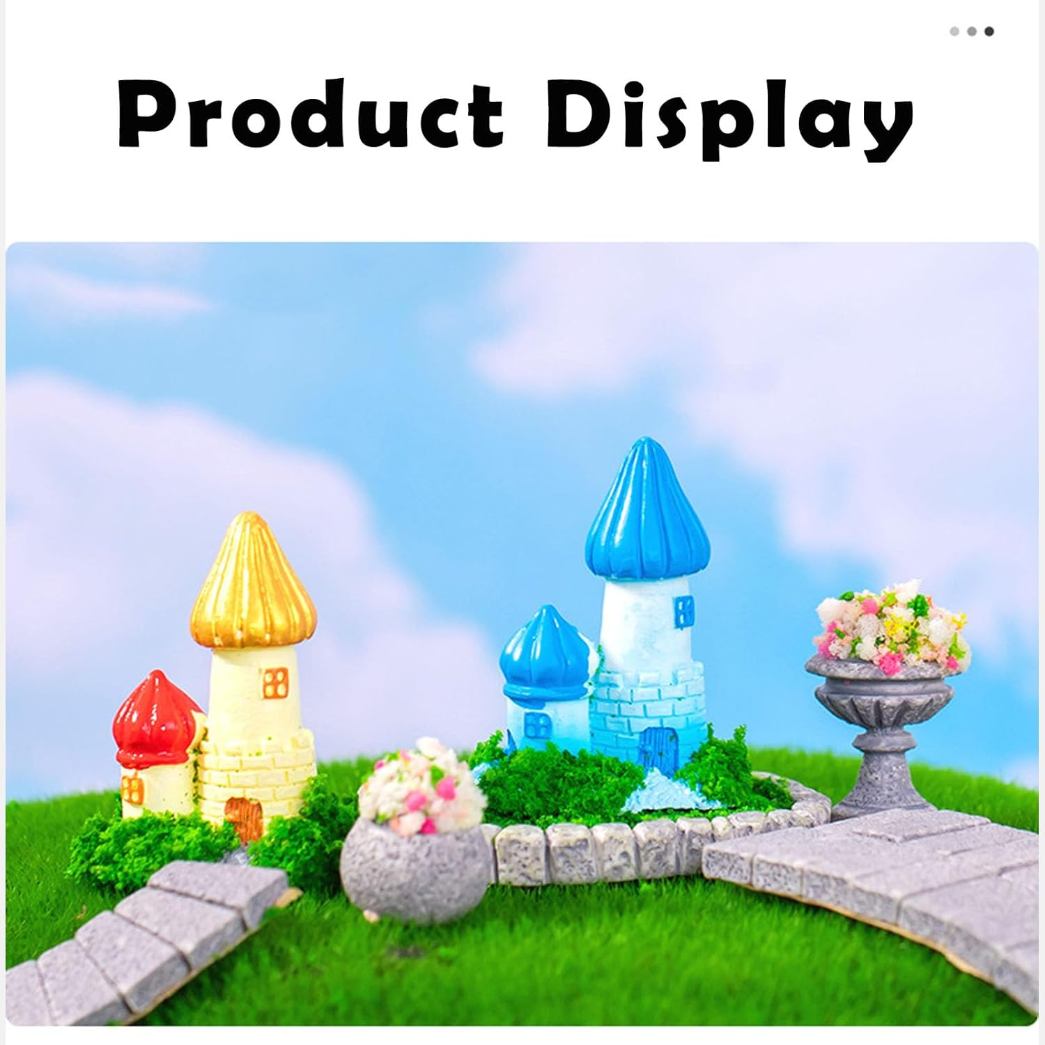 Miniature Fairy Garden Decoration Set - Mini Castle, Flower Bed, Grass Bricks and Lawn for DIY Crafts, Fairy Garden Decorations, Tiny House Accessories, Whimsical Mini Garden Decor image number 5