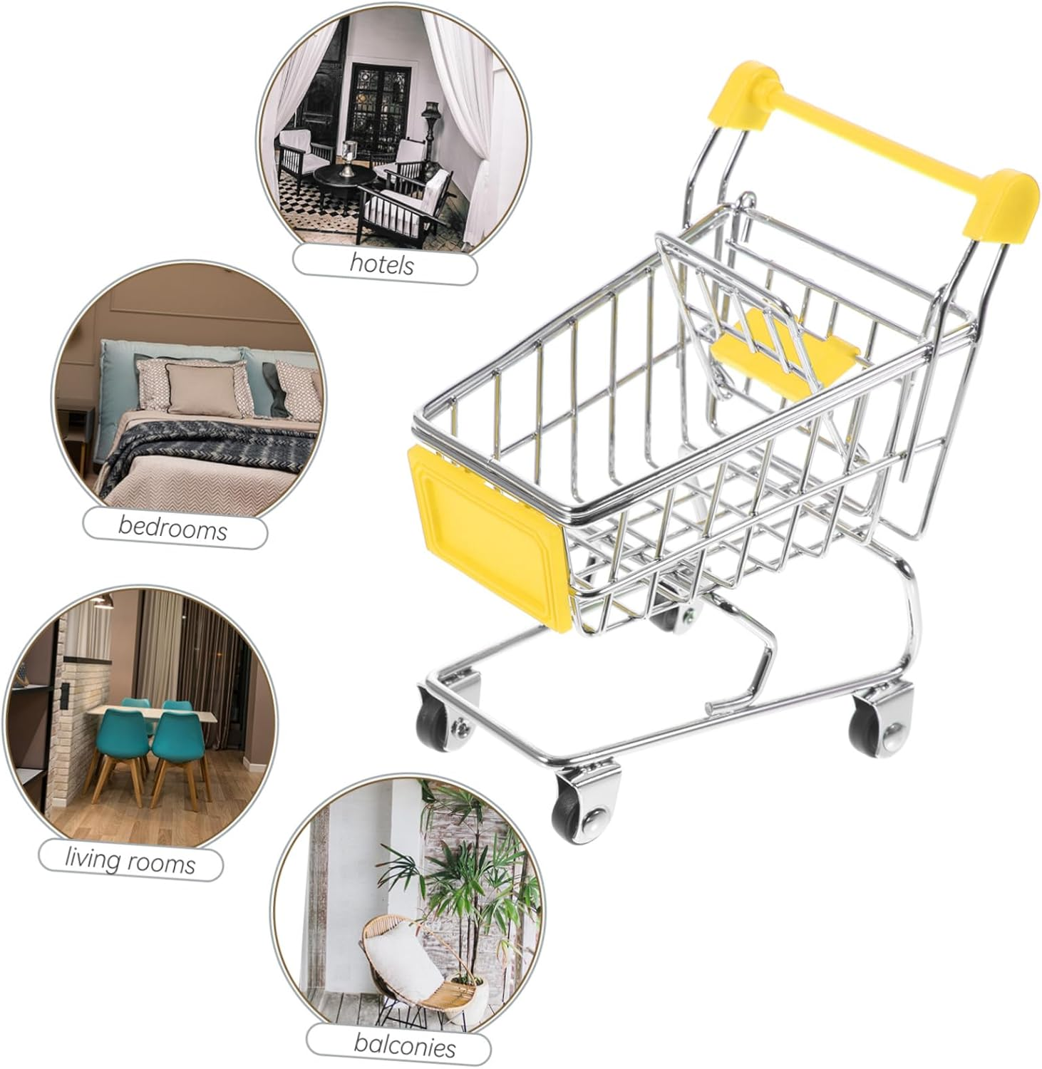 BESPORTBLE Mini Shopping Cart Storage Basket with Wheels Metal Plastic Desktop Organizer for Pens Cosmetics Gadgets Random Color Mini Cart Trolley for Office and Home Use Compact Random Color image number 6