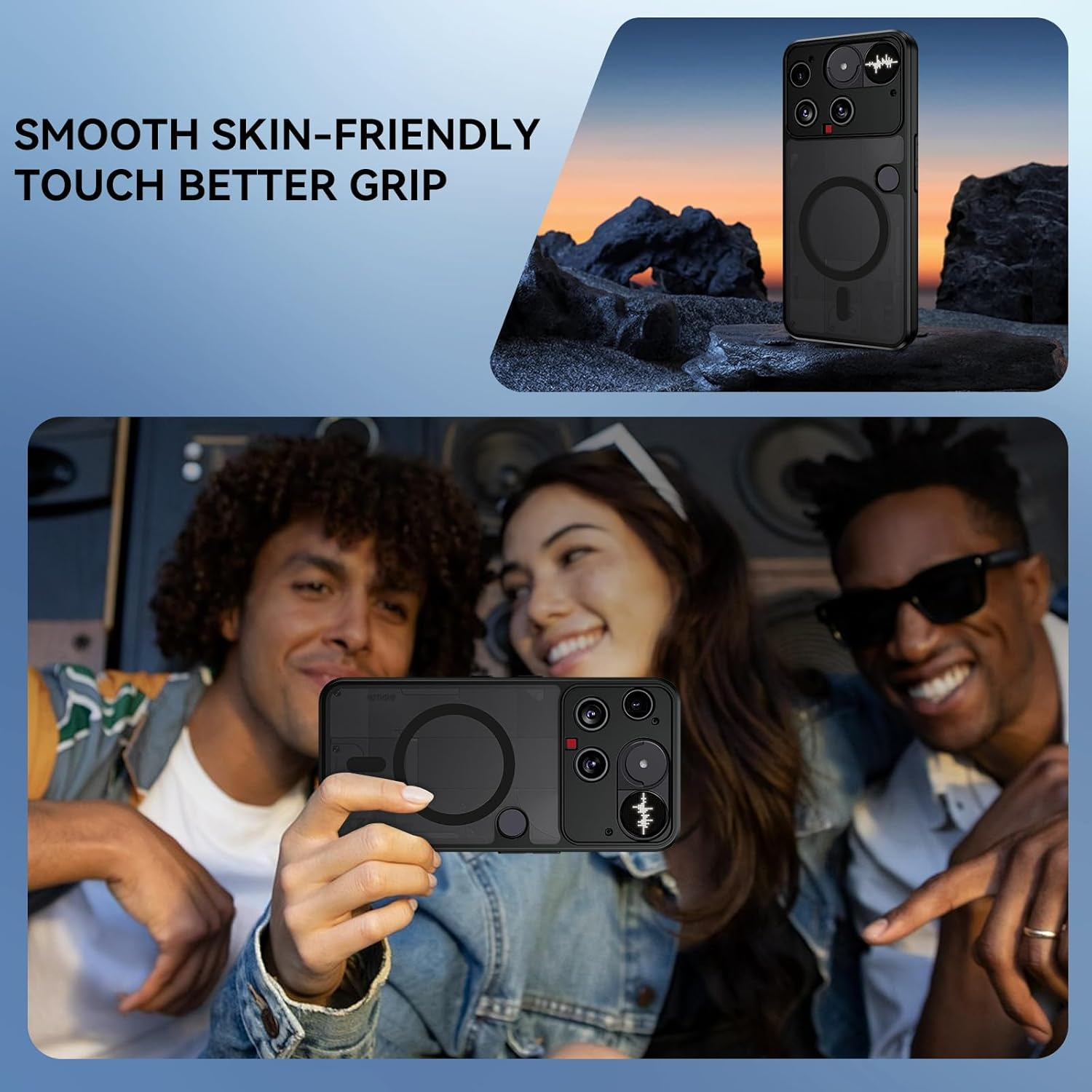 DUEDUE for Nothing Phone 3 Case Magnetic, Compatible with Magsafe, Military Drop Protection Skin-Touch Slim Translucent Matte Shockproof Phone Cover for Nothing Phone 3, Black image number 1