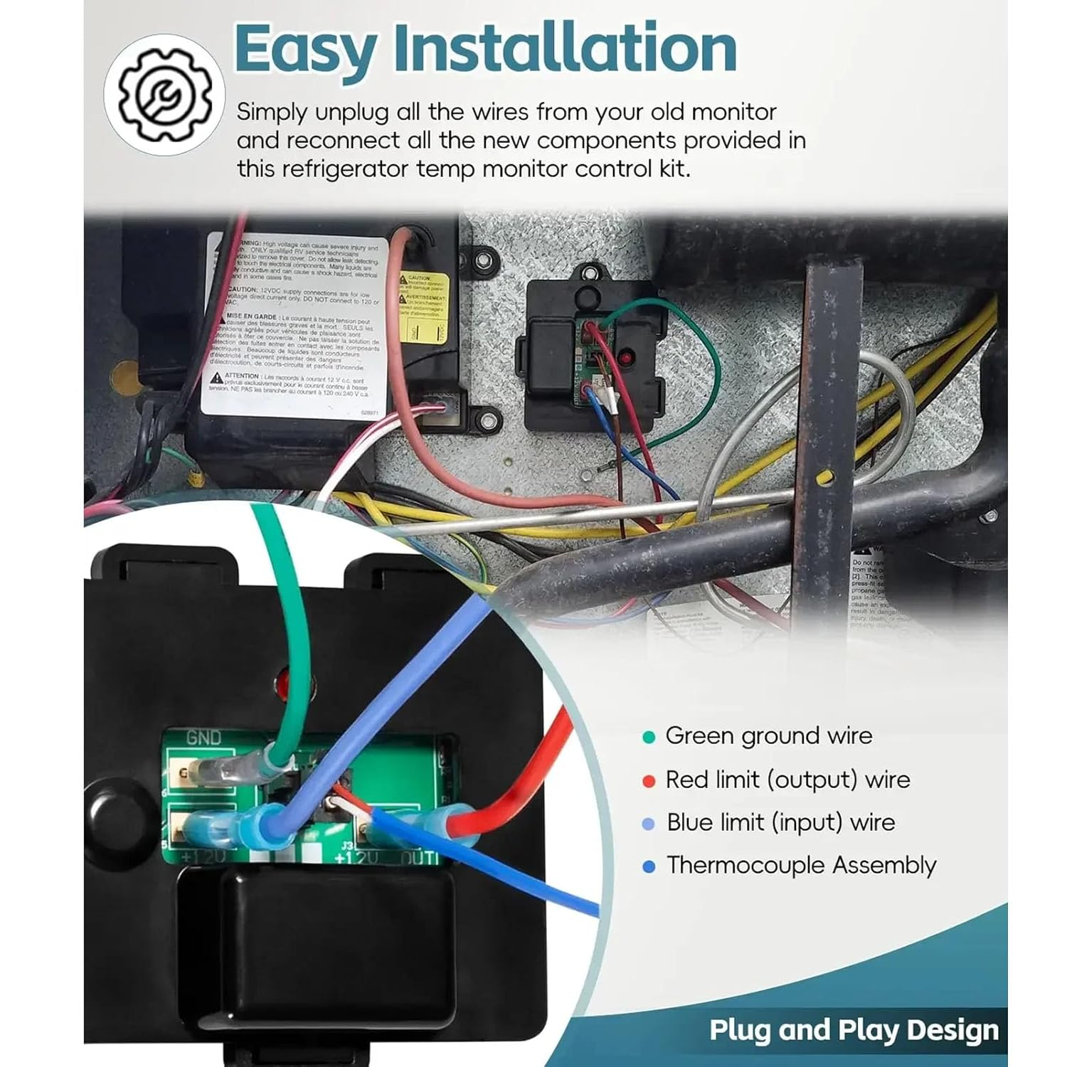 Generic RV Refrigerator Cooling Unit Temperature Monitor, RV Refrigerator Temp Monitor, Fridge Cooling System Part for Norcold 2118 1200 1201 1210 1211 Series 637360 image number 2