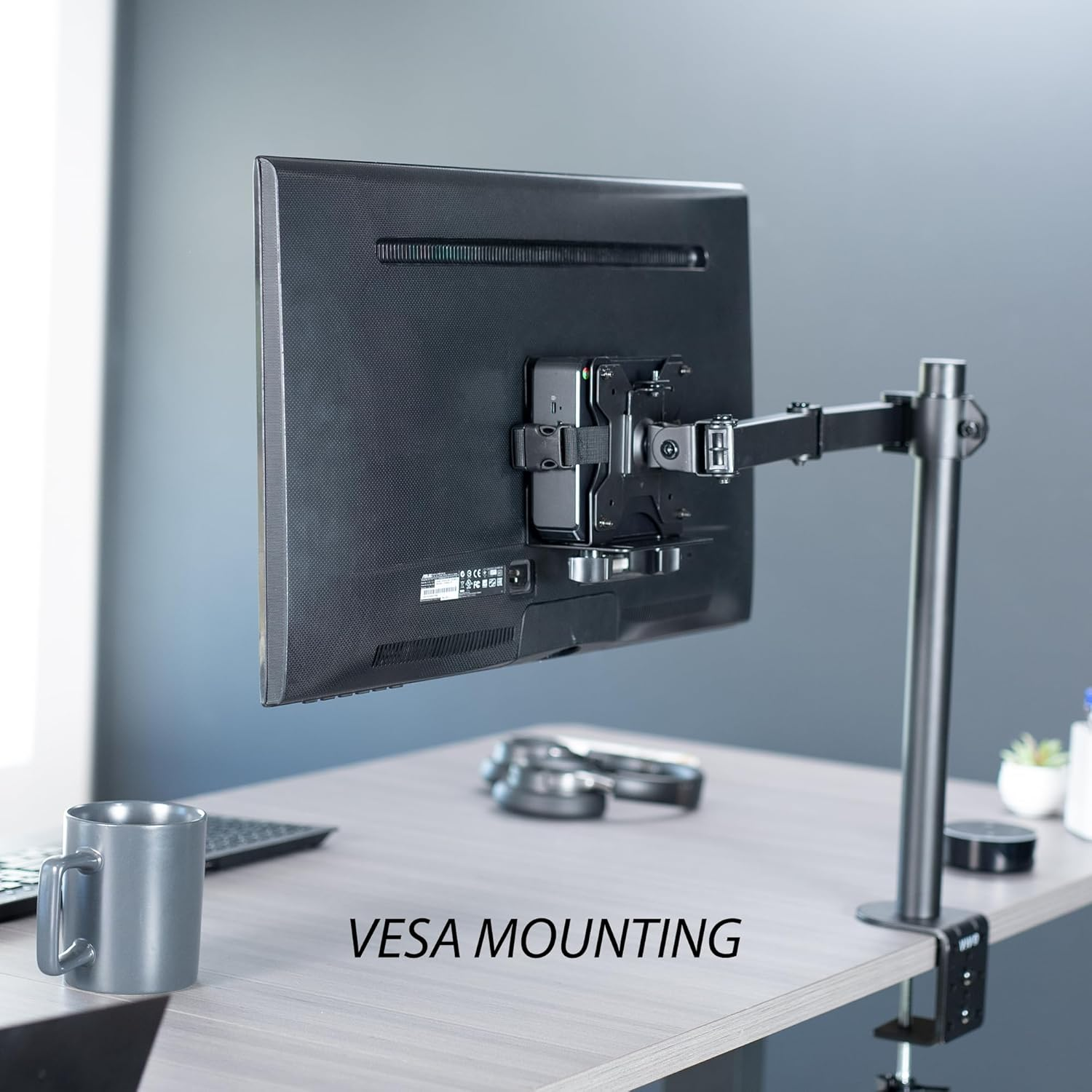 VIVO Adjustable Thin Client Mini PC Mount Bracket, CPU VESA under Desk and Monitor Arm Computer Holder, Black, MOUNT-PC05C