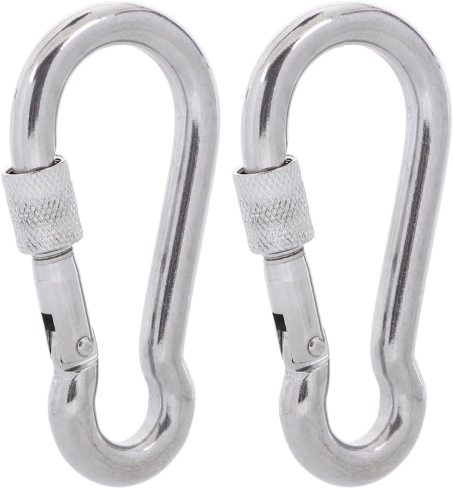 316 Stainless Steel Carabiner Clips - Heavy Duty Hooks, Keychain, Multi-Purpose Spring Snap Hook for Dog Leash, Outdoor Camping, Swing, Hammock