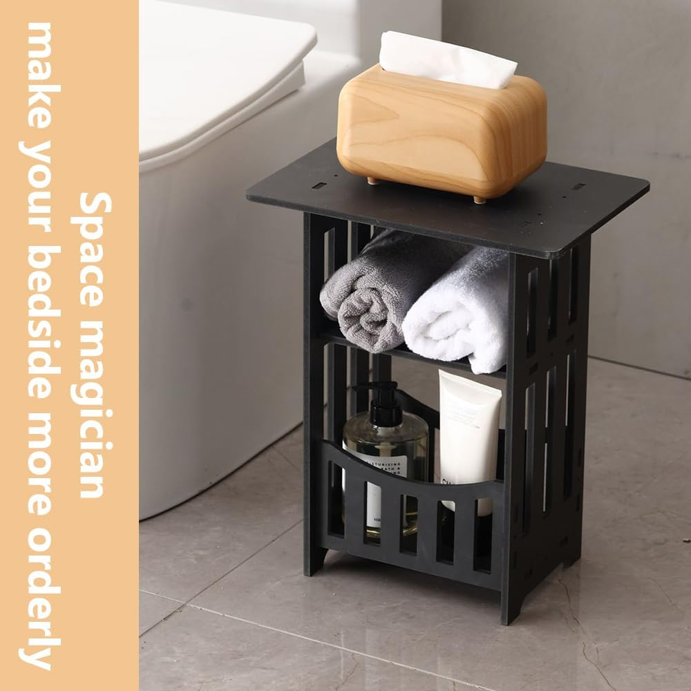 Modern and Simple Three-Tier Shelf, Bathroom Storage Rack, Small End Table, Multifunctional Home Organizer, for Room, Toilet, Dressing Table image number 2