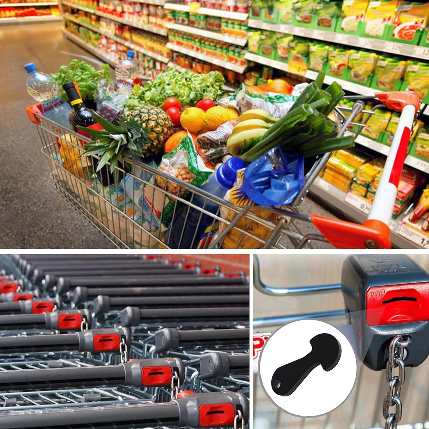 Xinghonyac 10 Pcs Shopping Trolley Tokens Key, Shopping Trolley Release Key, Coin Trolley Unlock Release Key, Trolley Remover Keyring for Grocery Shopping Carts image number 2