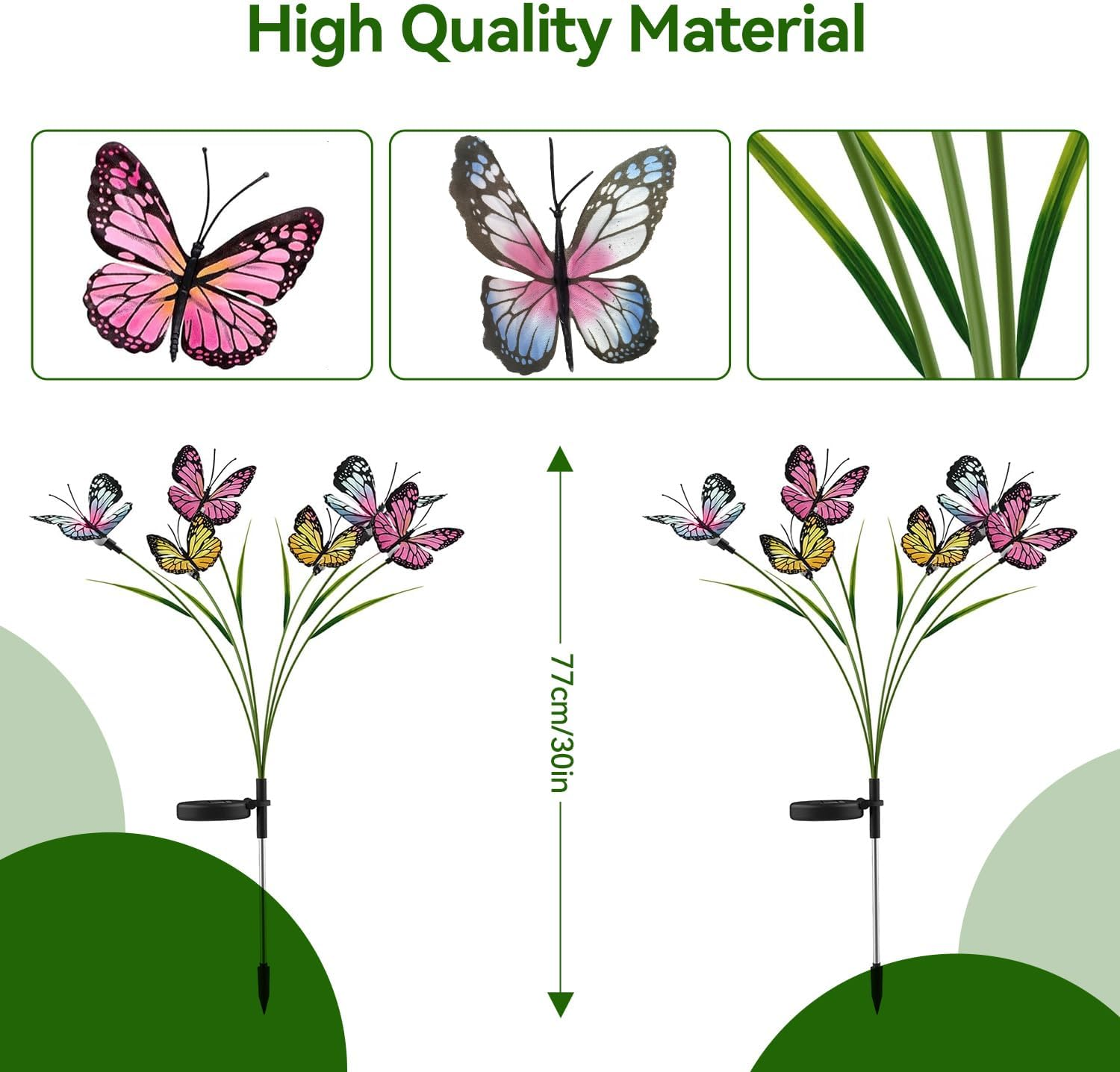 Theapro 4 Pack Solar Butterfly Garden Lights, Total 24 Leds Solar Lights Outdoor Dancing Motion Decorative Stakes Wind-Activated LED Lights IP65 Waterproof for Garden Patio Yard Path image number 5