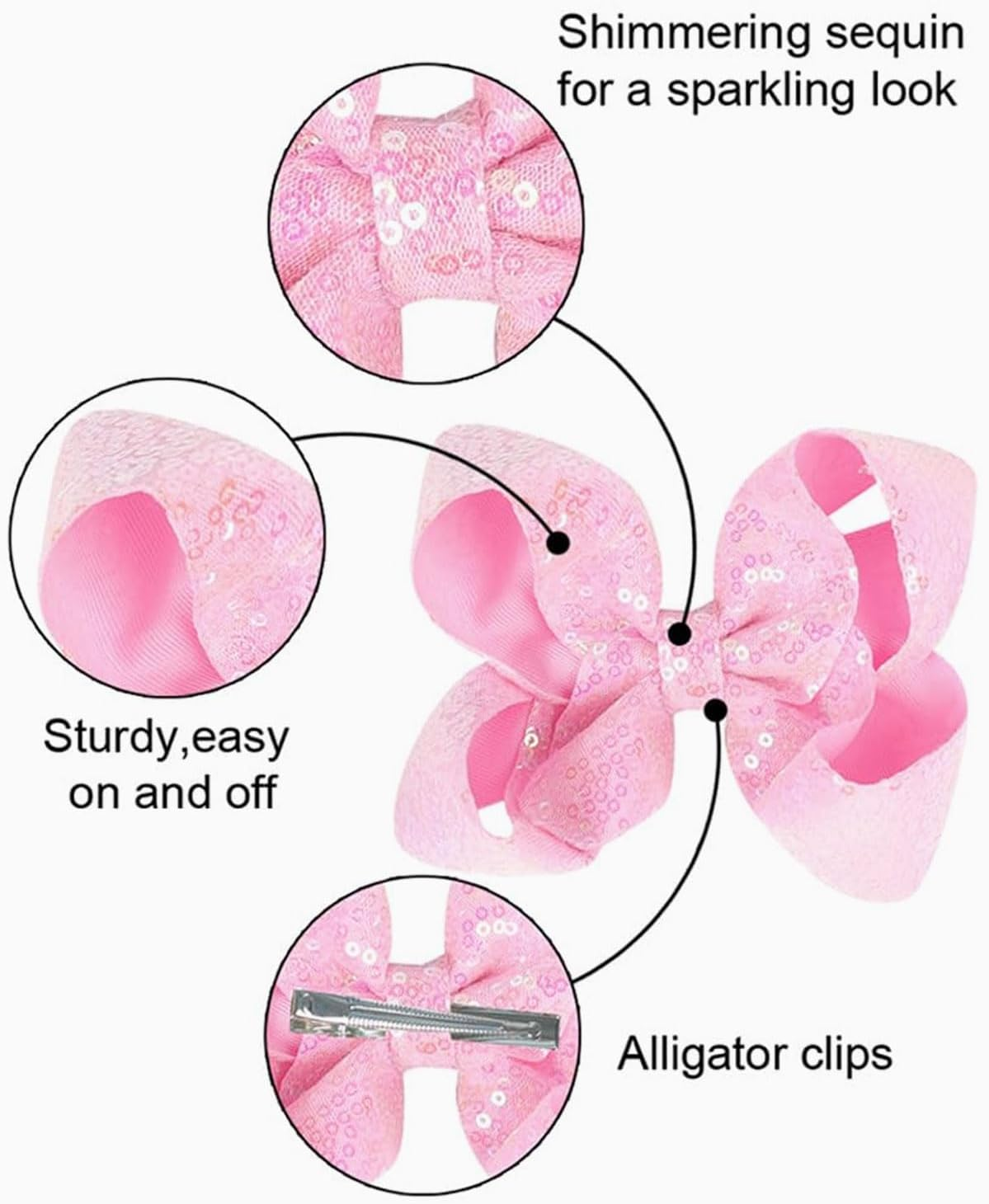 IPNSDON 2 X Pink Bow Hair Clips, Bow Hair Clips, Bow Hair Clips, Bow Hair Clips, Elegant Girls Hair Accessories for Girls (Pink, Red) image number 4