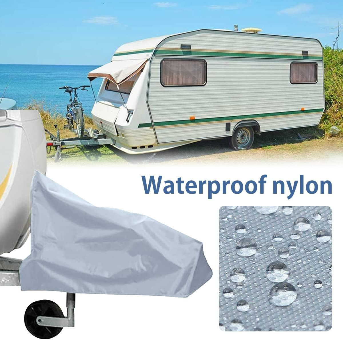 Caravan Hitch Cover Universal Trailer Jack Cover Waterproof Dust-Proof Tow Hitch Protection Cover Breathable Heavy-Duty Tow Hitch Cover for Caravans Motorhomes Trailer(Grey) image number 5