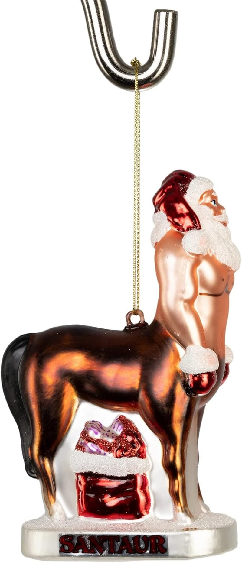 Santaur Hand Blown Glass Holiday Ornament image number 3