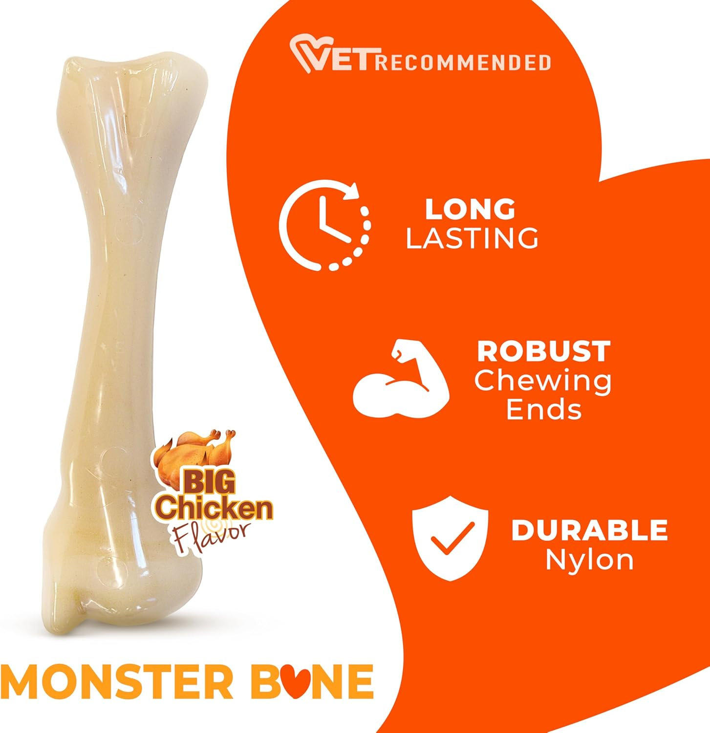 Nylabone Power Chew Extreme Chewing Big Chew Durable Toy Bone for Large Breeds, Monster Bone image number 2