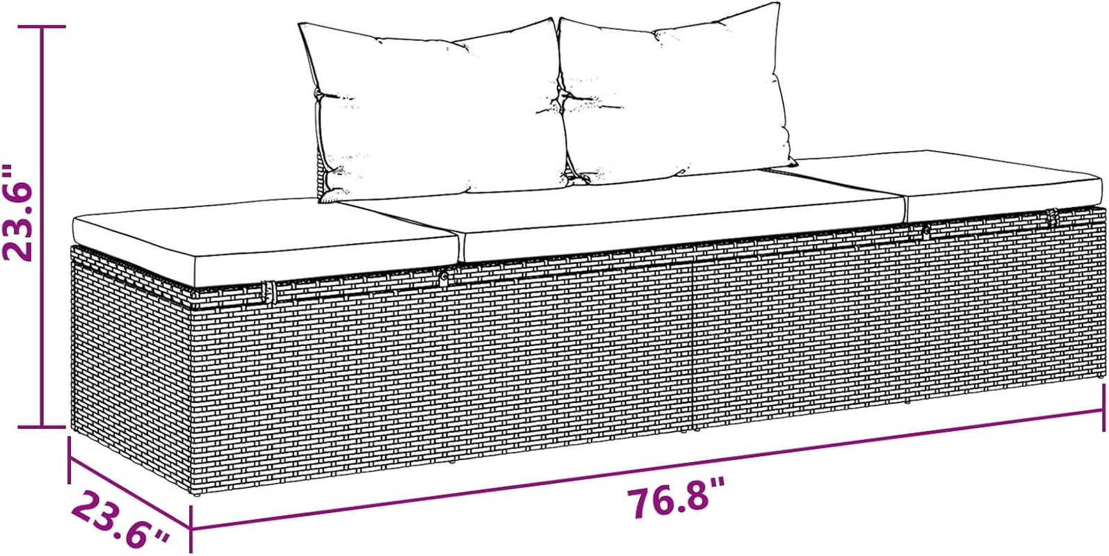 Vidaxl Comfortable Poly Rattan Garden Bed Brown - Adjustable Lounge Bed with Cushions and Back Pillows for Outdoor, Patio, Deck image number 5